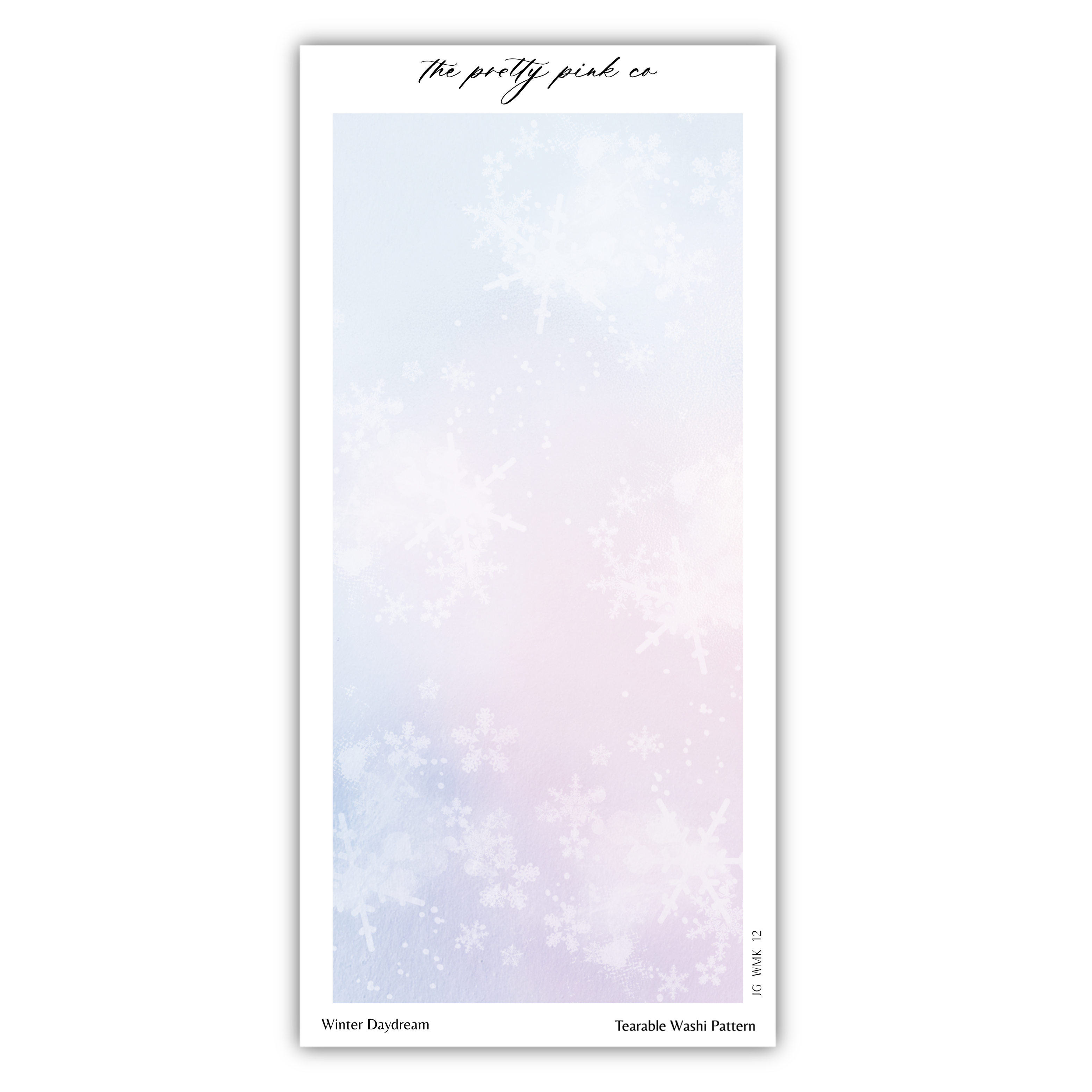 A white background with a gradient of blue and pink colors, resembling a snowflake pattern. The text "The pretty pink co" is written in cursive at the top of the image.