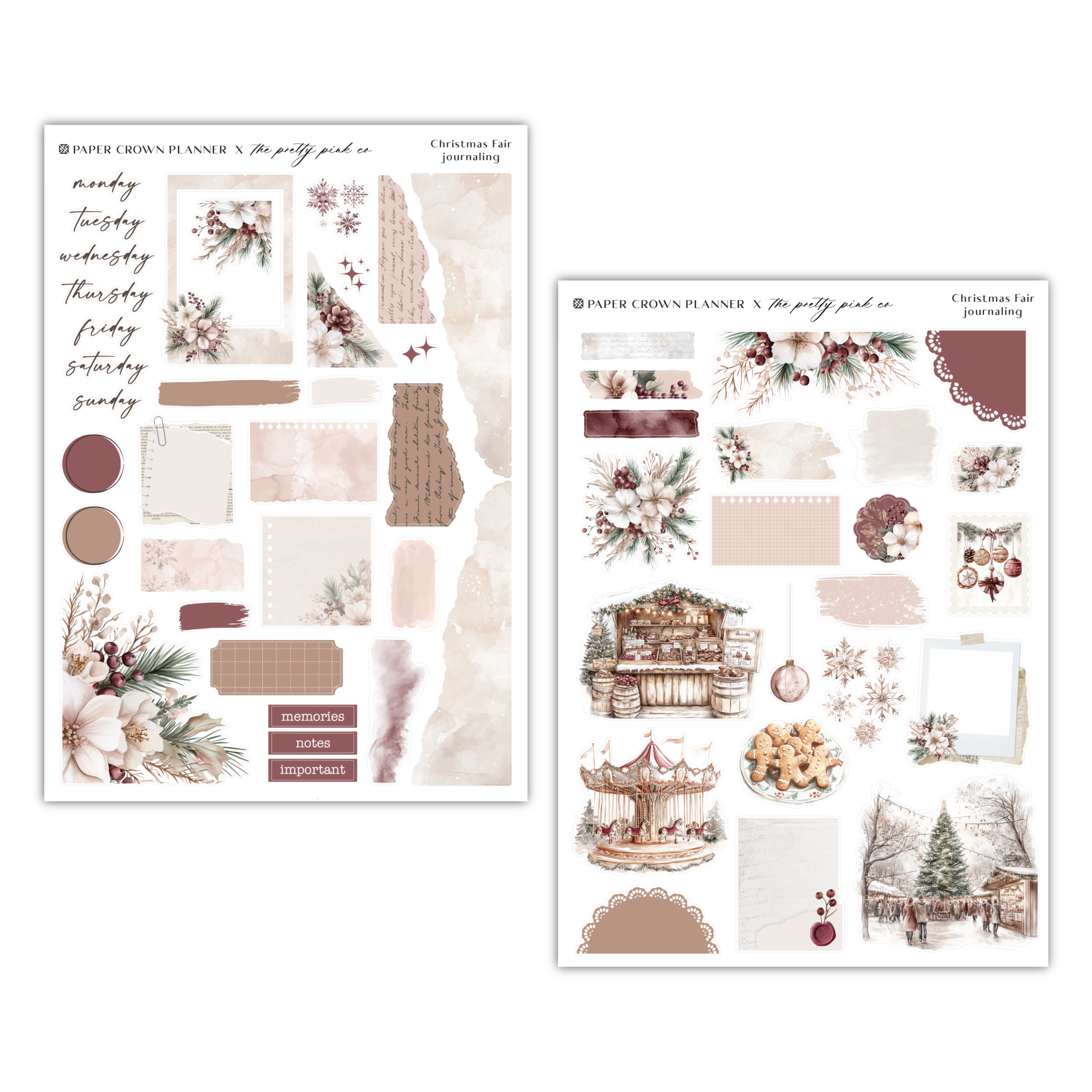 two sheets of stickers with a christmas theme