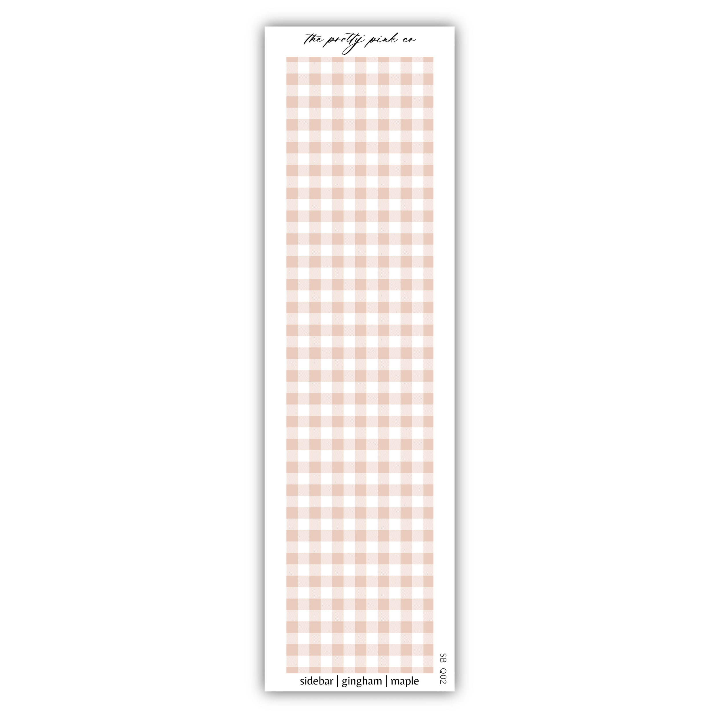 a pink and white checkered bookmark on a white background