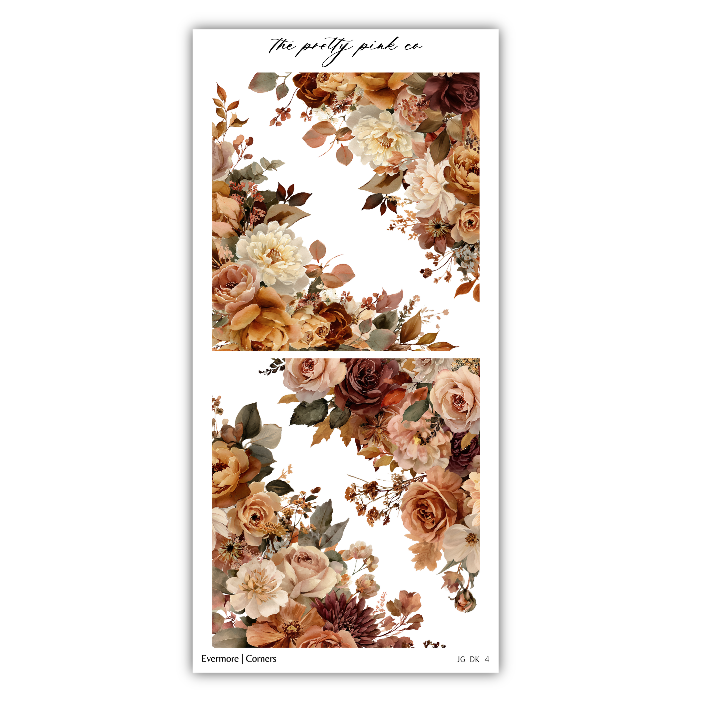 The image is a collage of two floral images, each featuring a variety of flowers in different colors and arrangements. The collage is titled "The pretty pink co" and includes the phrase "Even more (Corns)" at the bottom.