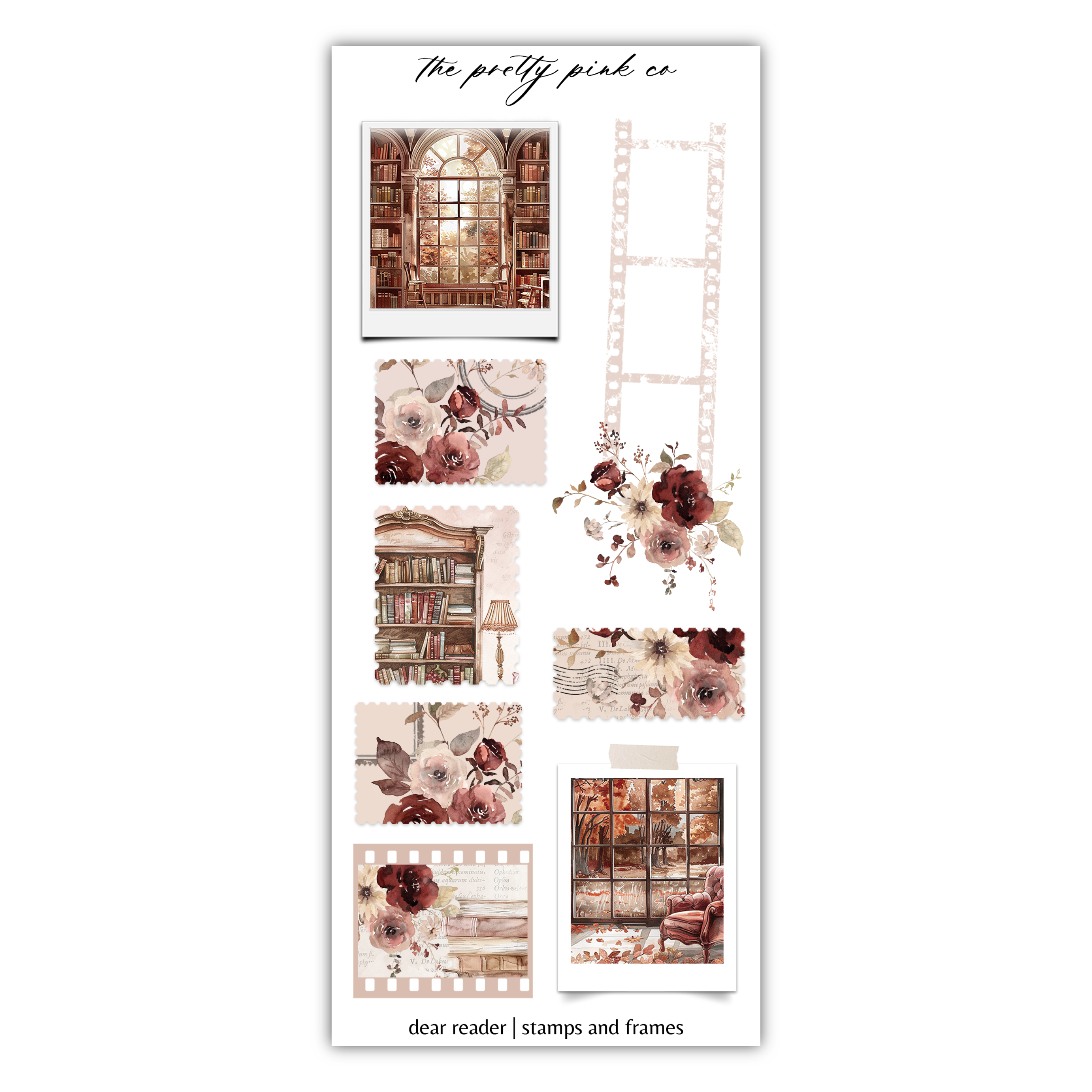 a sticker with a window and flowers on it