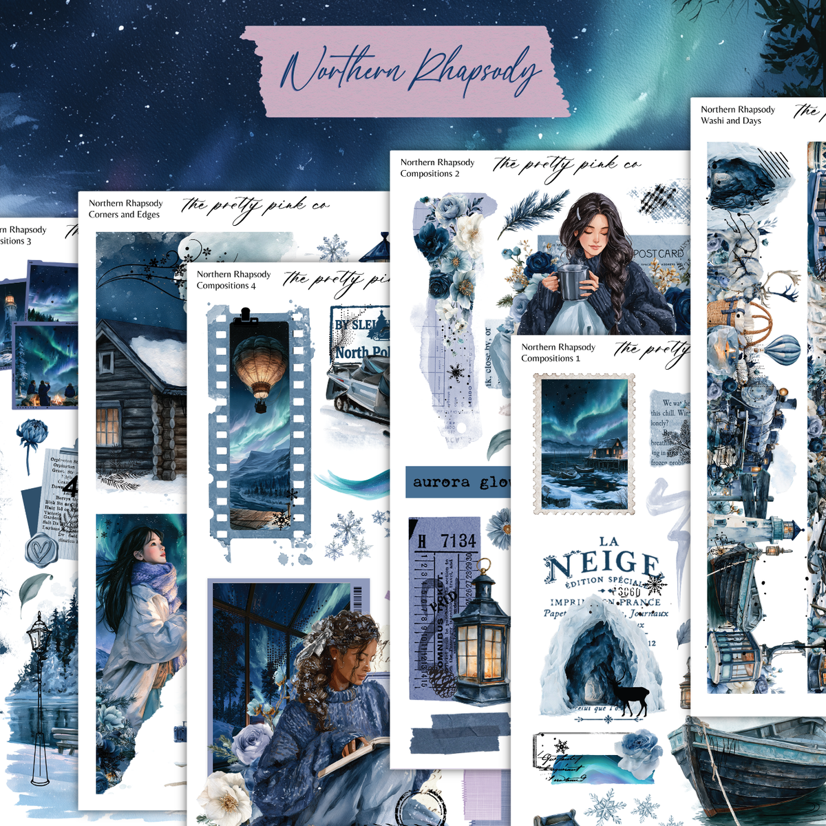 a collage of photos of a woman in winter