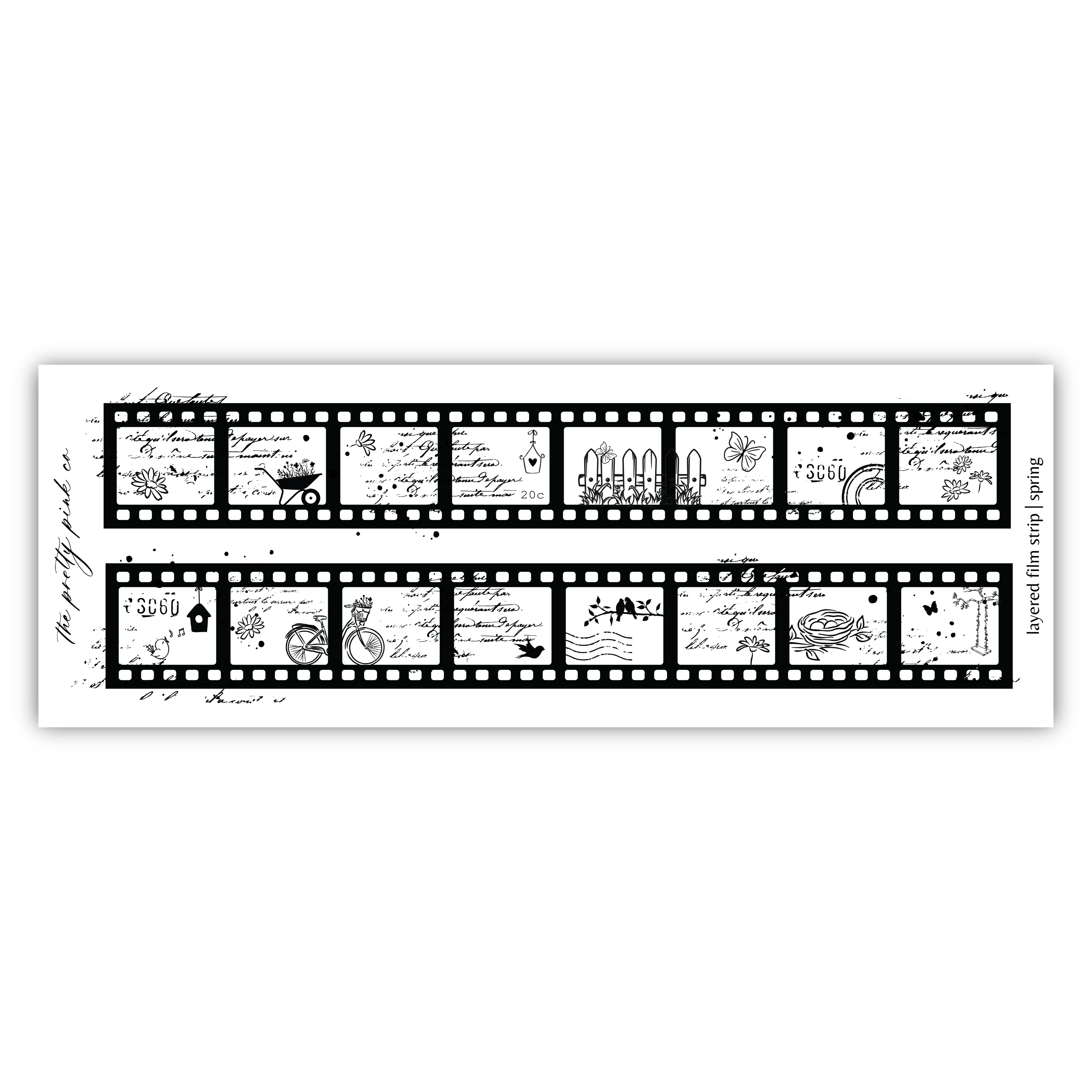 a black and white film strip with pictures on it