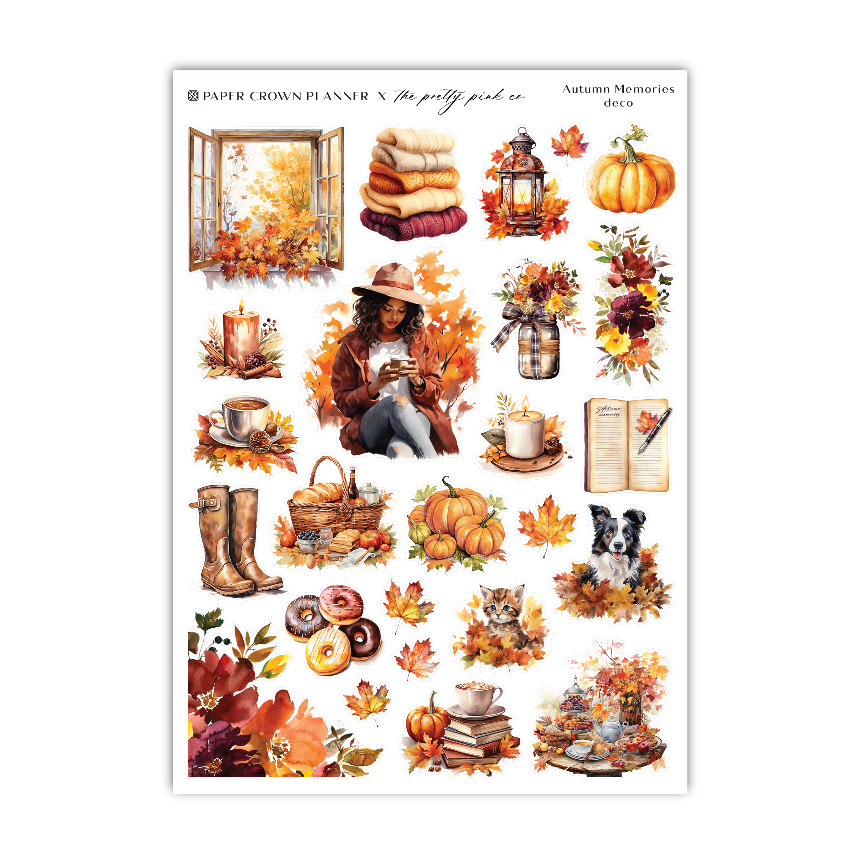 a sticker of autumn stickers on a white background