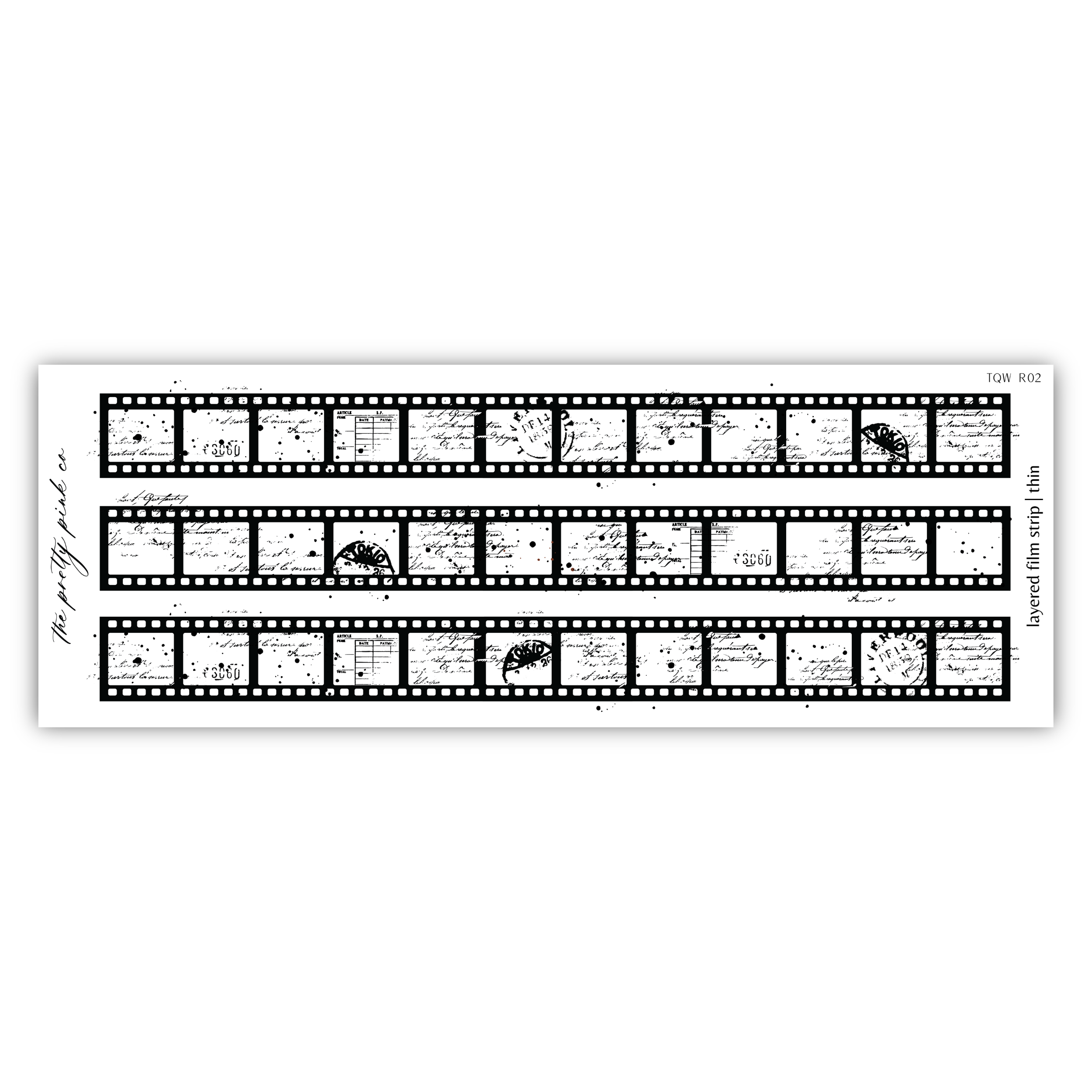 a film strip with black and white images