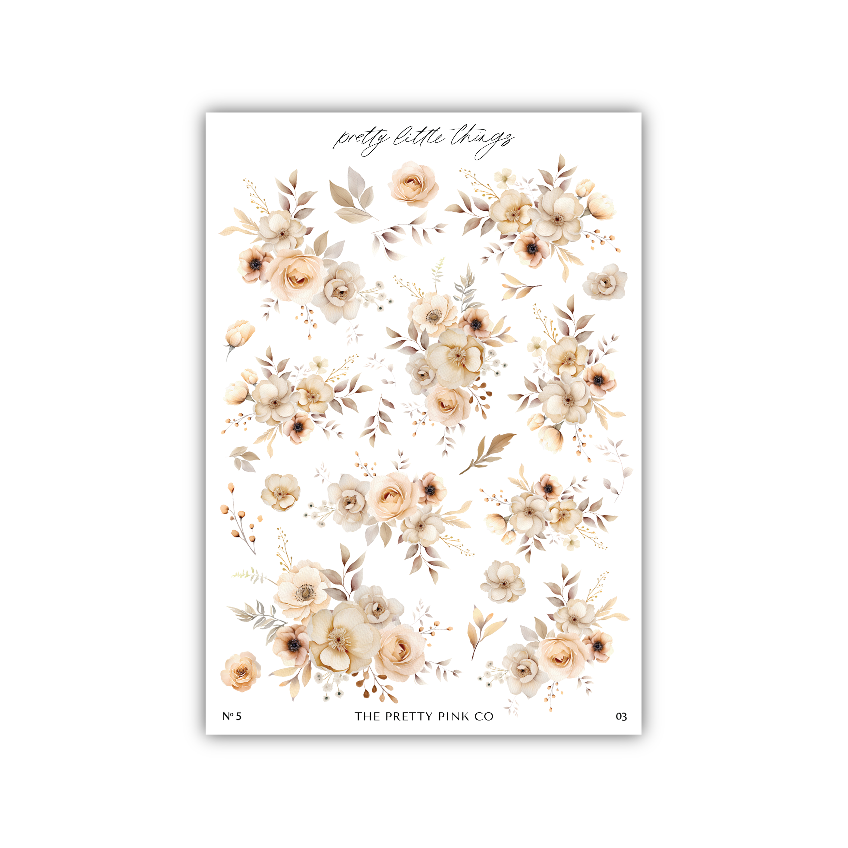 a sheet of stickers with flowers on it