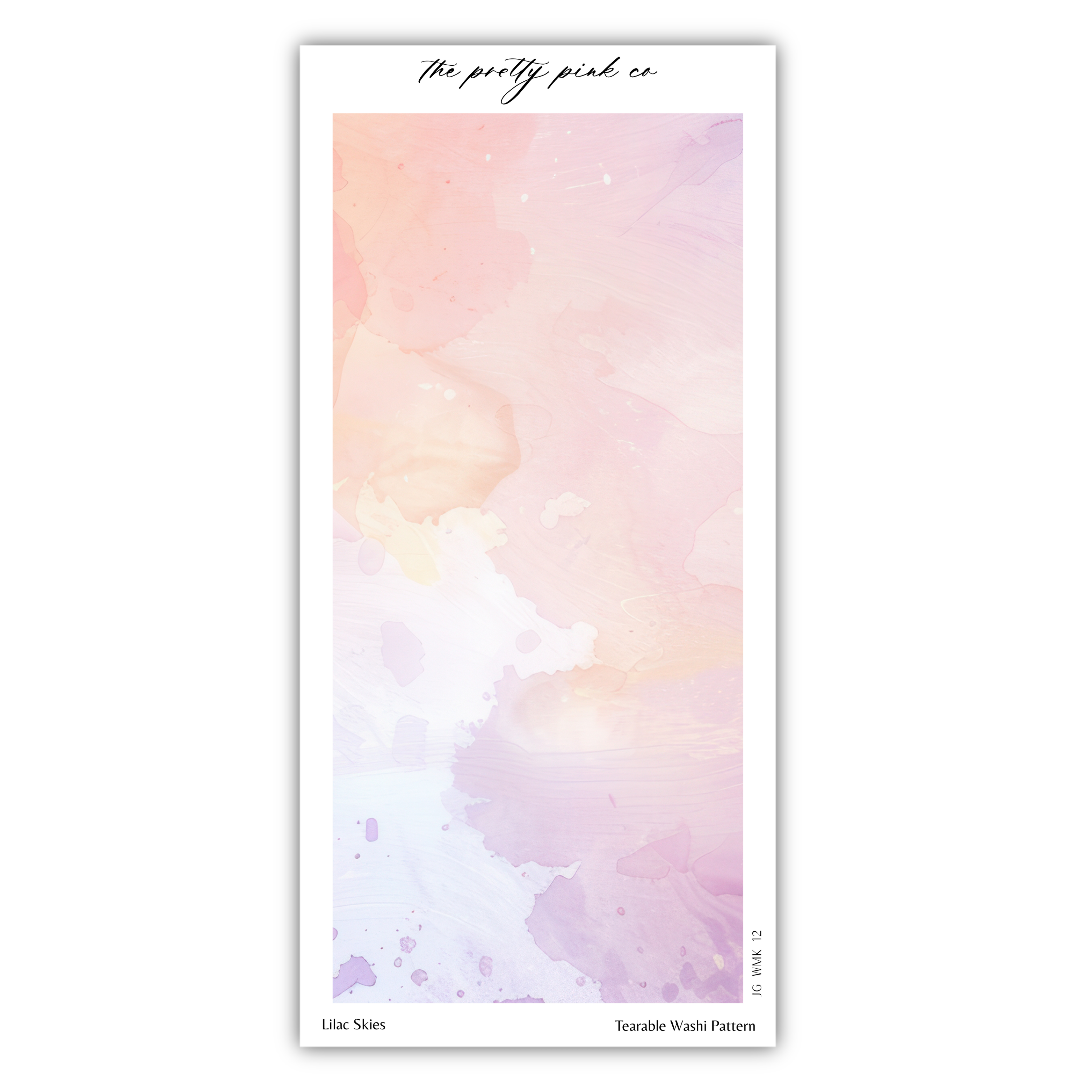 The image is a watercolor painting with a pastel pink and orange gradient background.