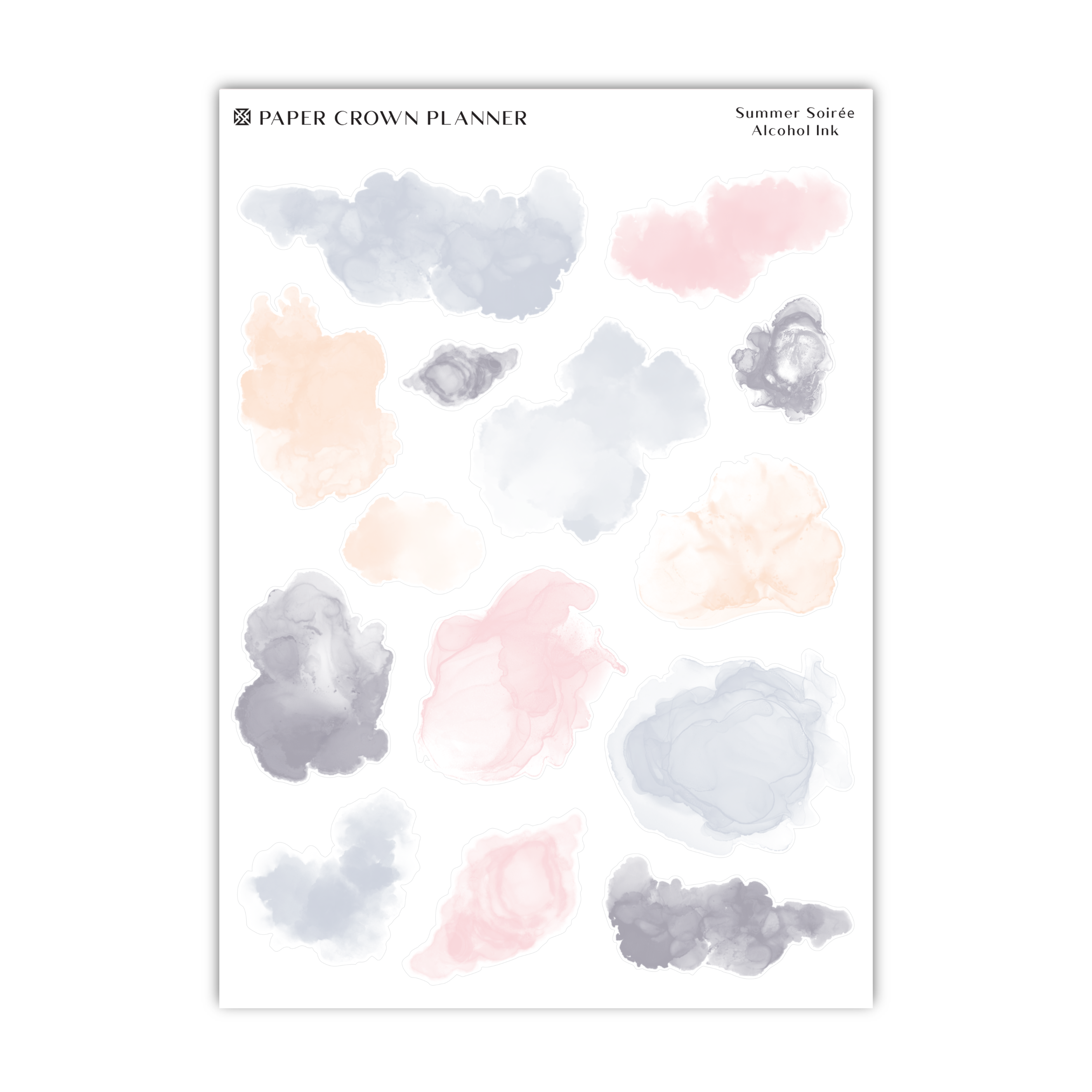 a sheet of watercolor paint with the words paper crown planner