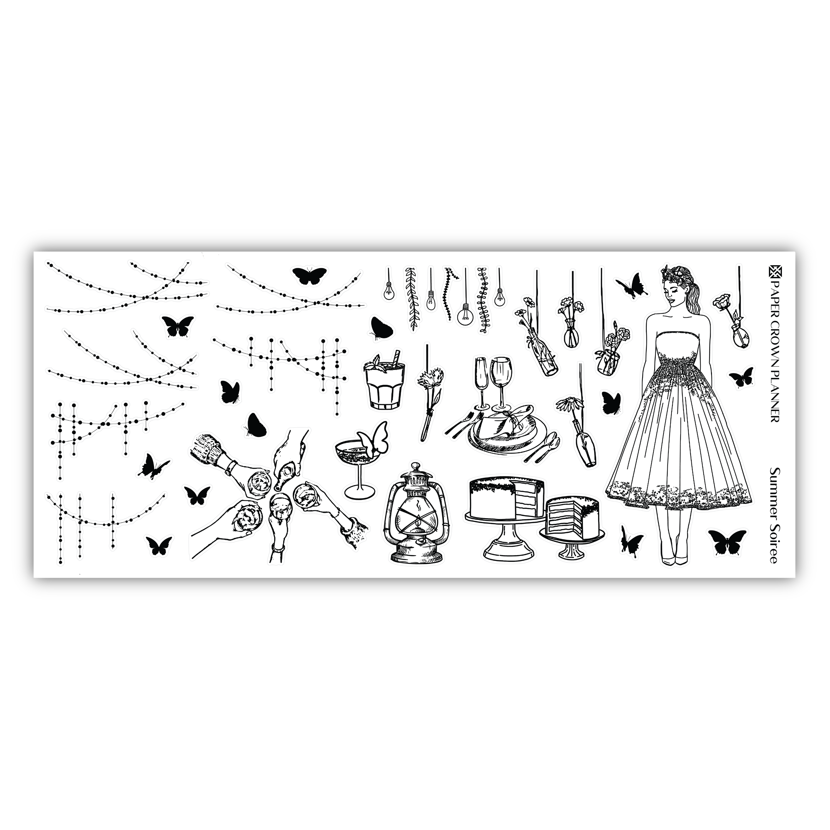 a rubber stamp of a dress and accessories
