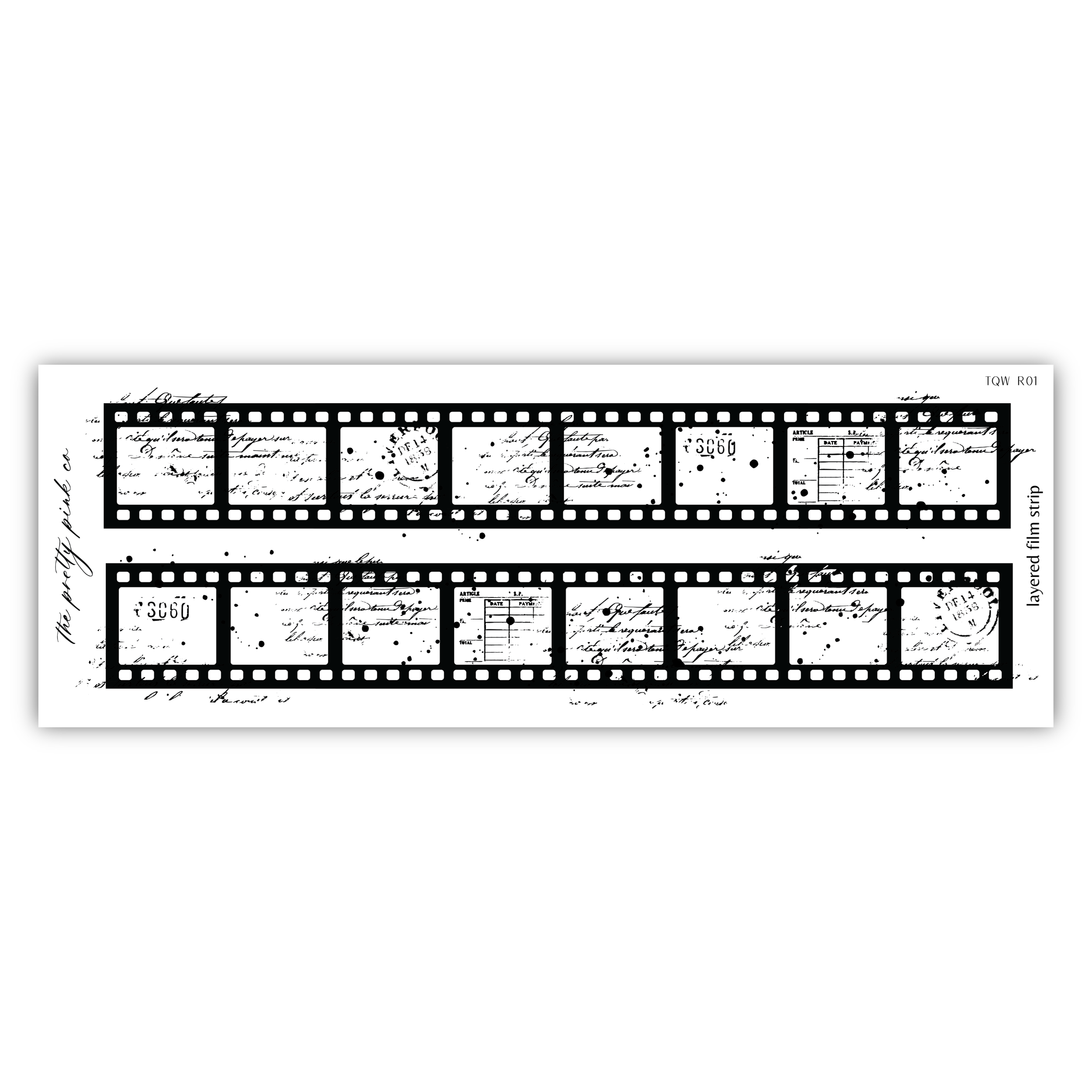 a black and white film strip on a white background