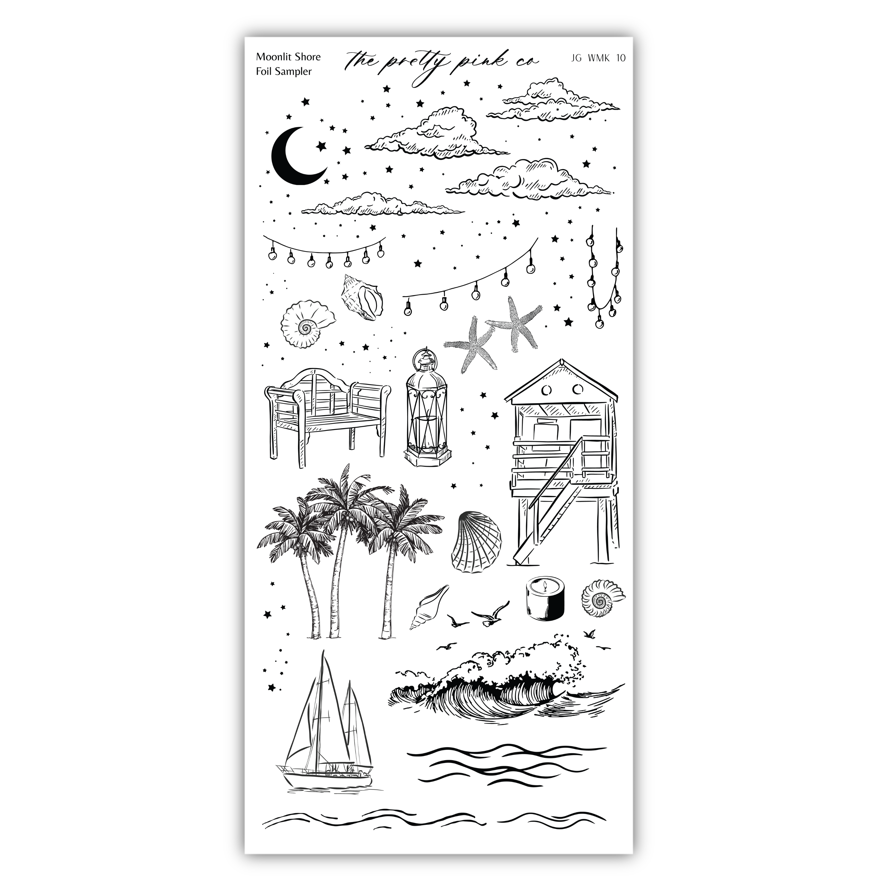 a stamp with a drawing of a beach scene