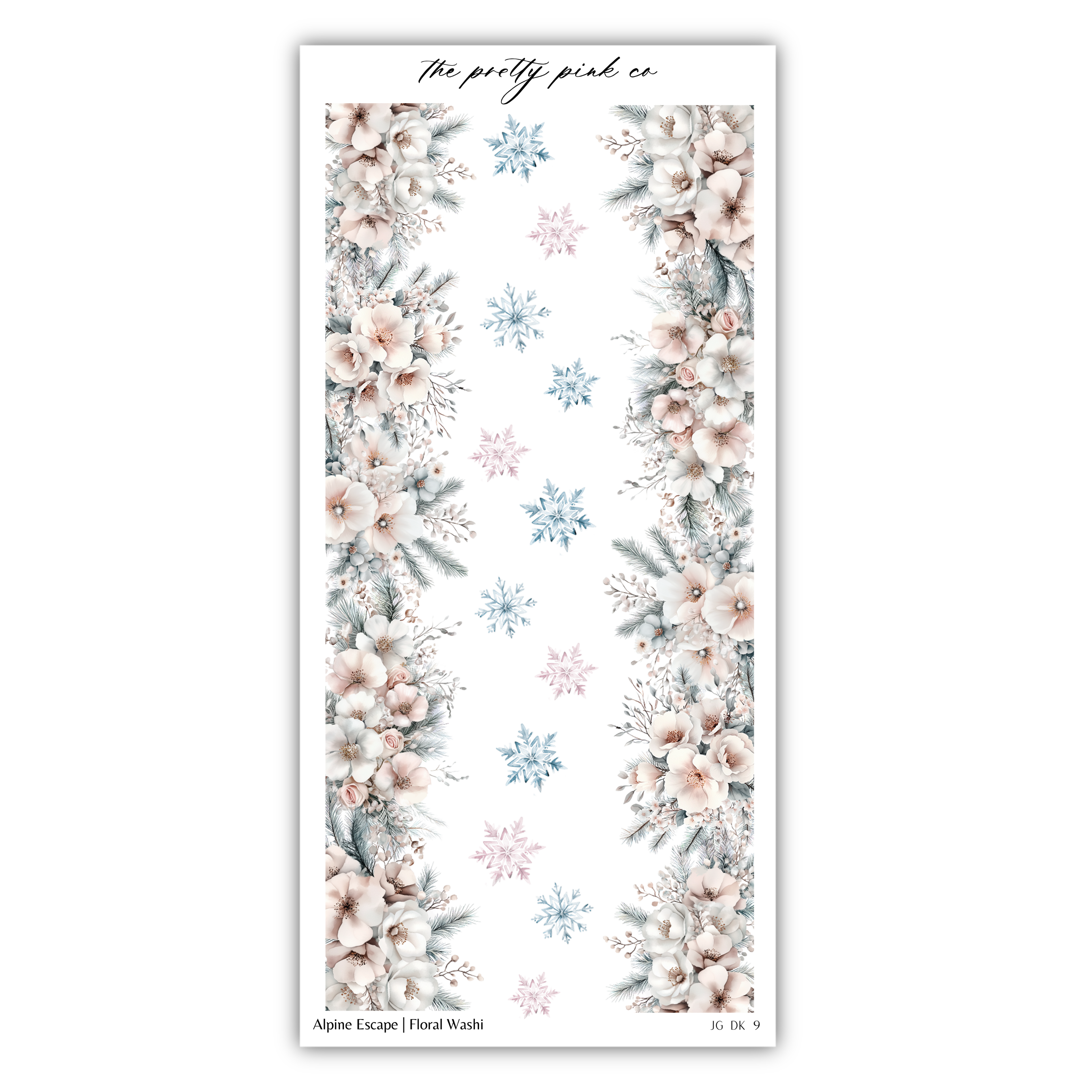 a sticker with flowers and snowflakes on it