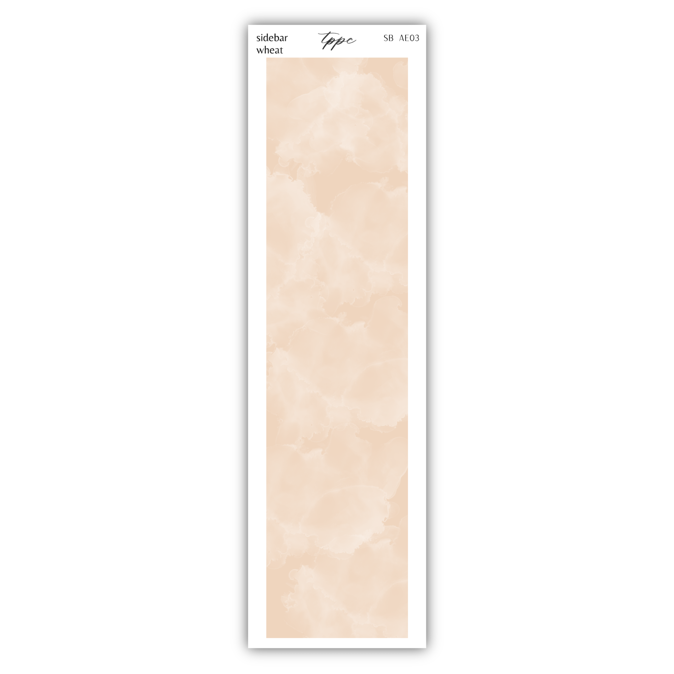 a white bookmark with a beige background