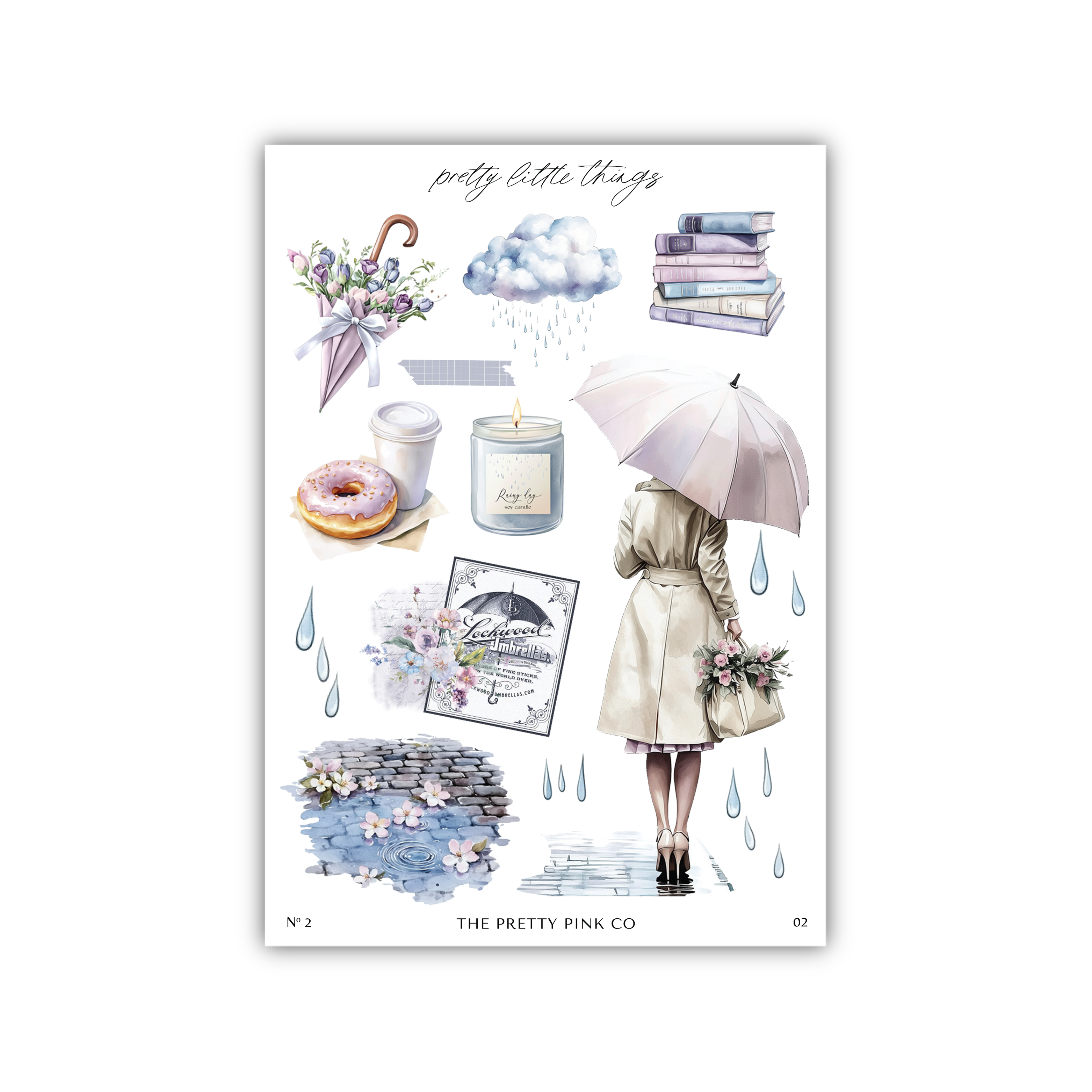 a watercolor painting of a woman with an umbrella
