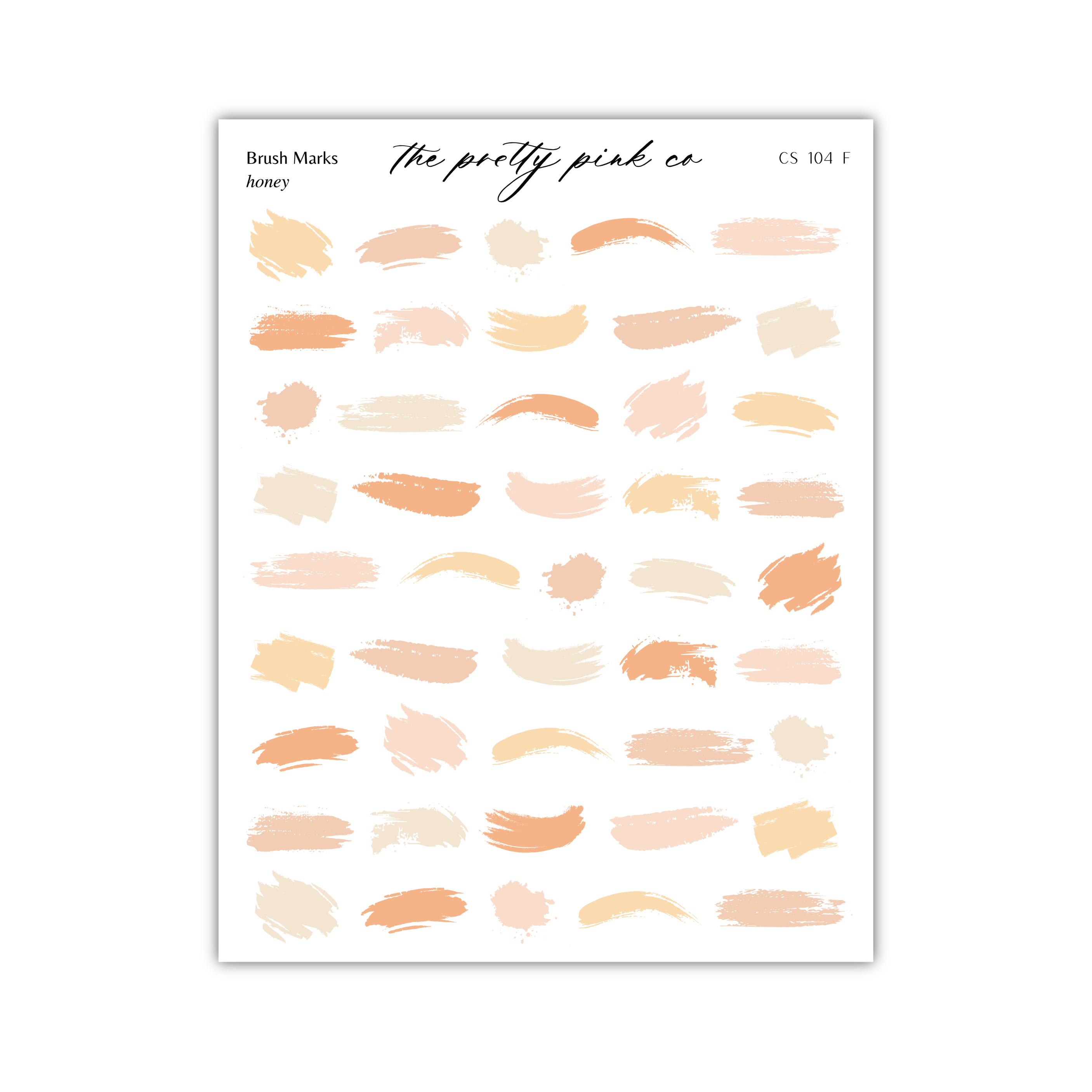 a collection of brush strokes in various shades of orange and beige, arranged in a grid-like pattern.