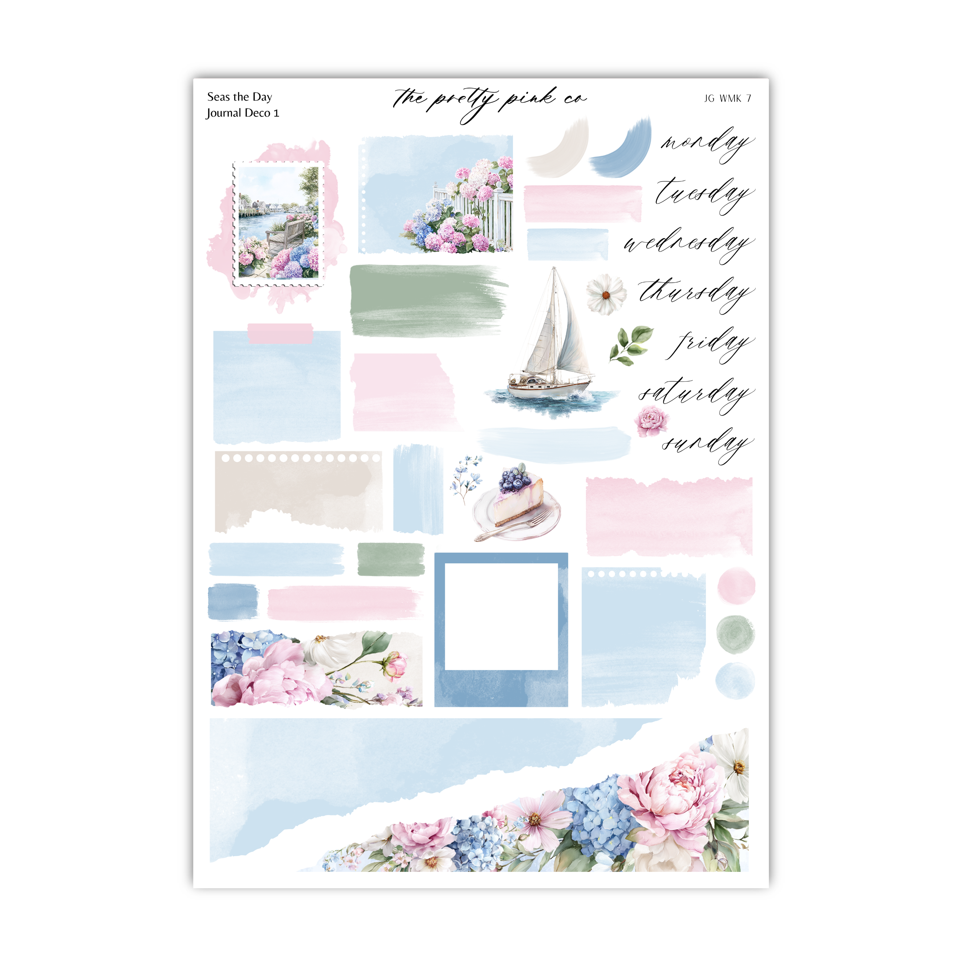 The image is a collage of various images, including a sailboat, flowers, and a cake, arranged in a visually appealing manner.