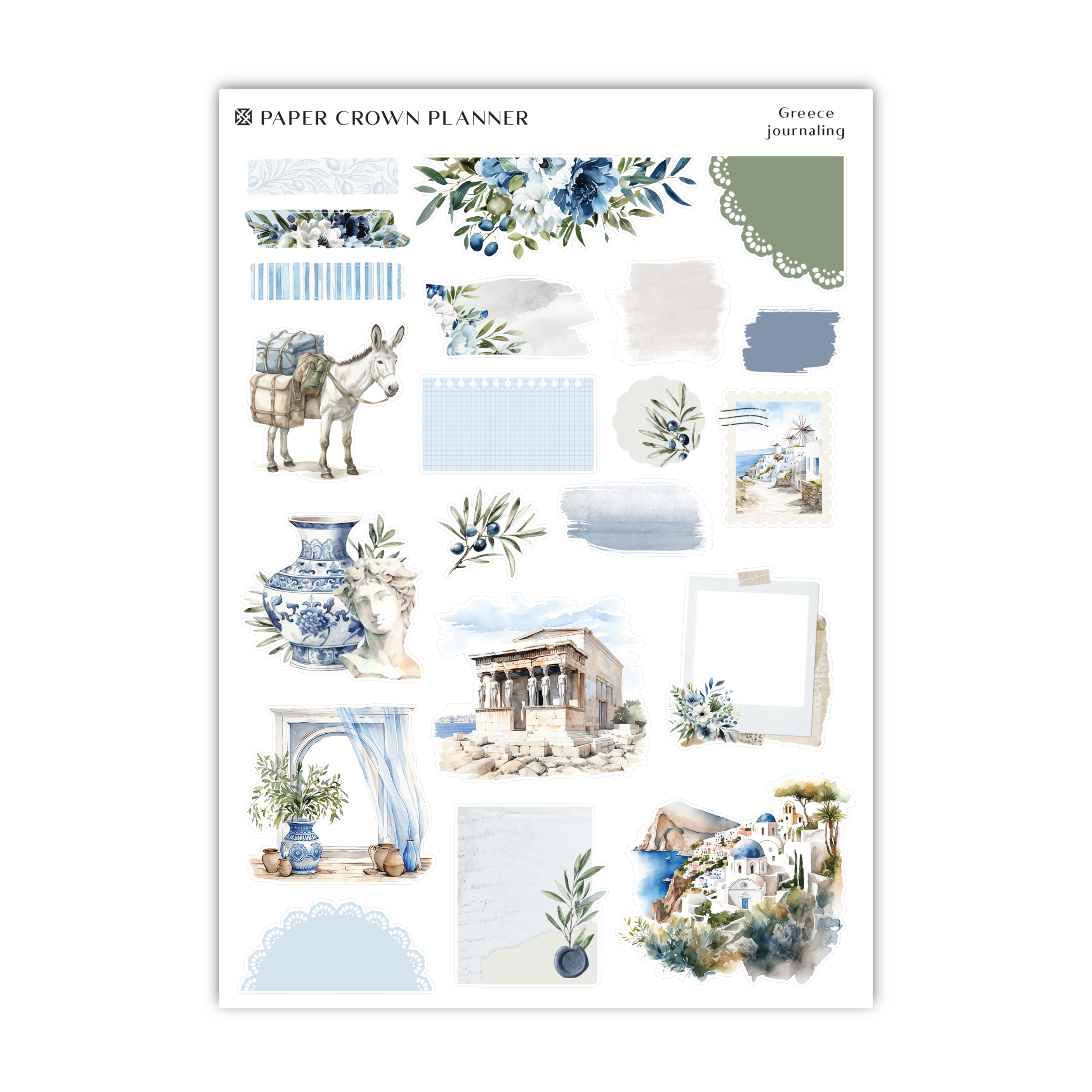 a sheet of paper with blue and white designs