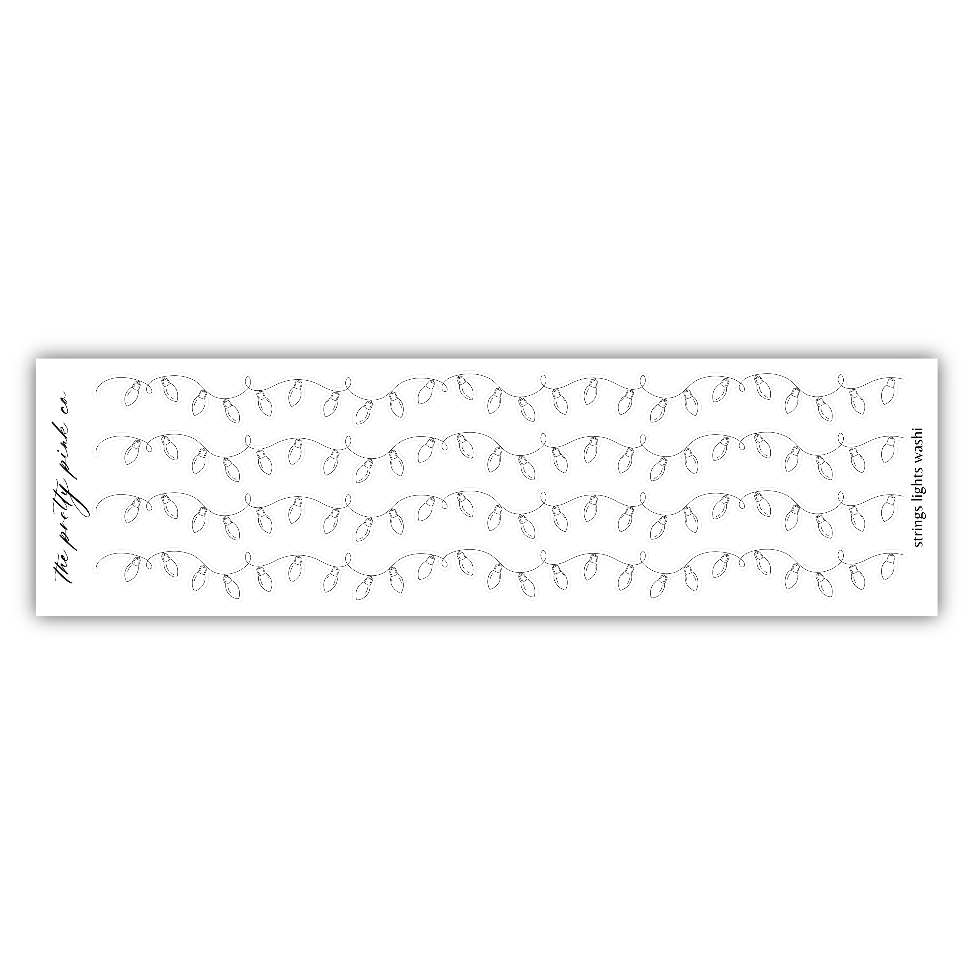 a white sticker with a line of flowers on it