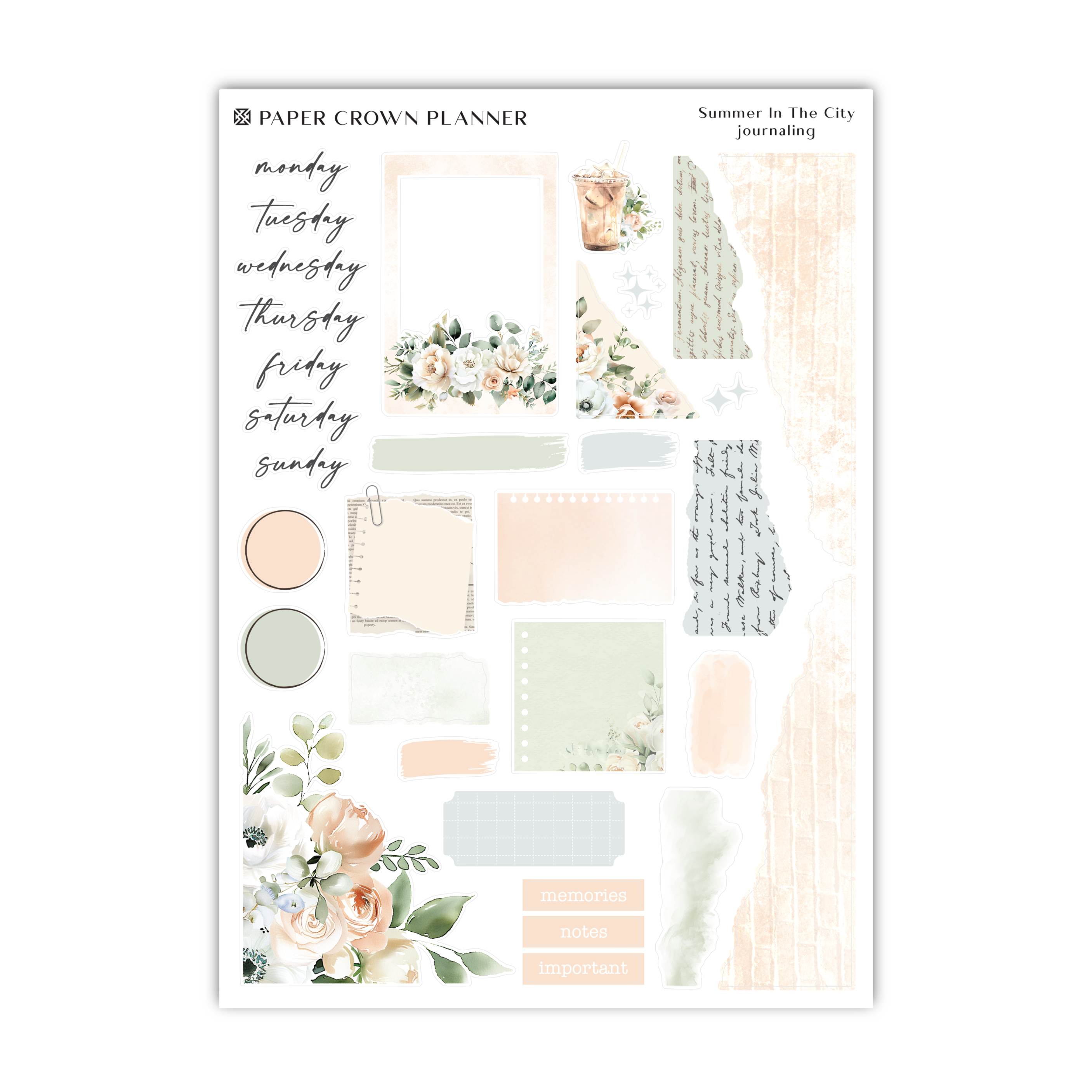 the paper crown planner sticker is shown with flowers