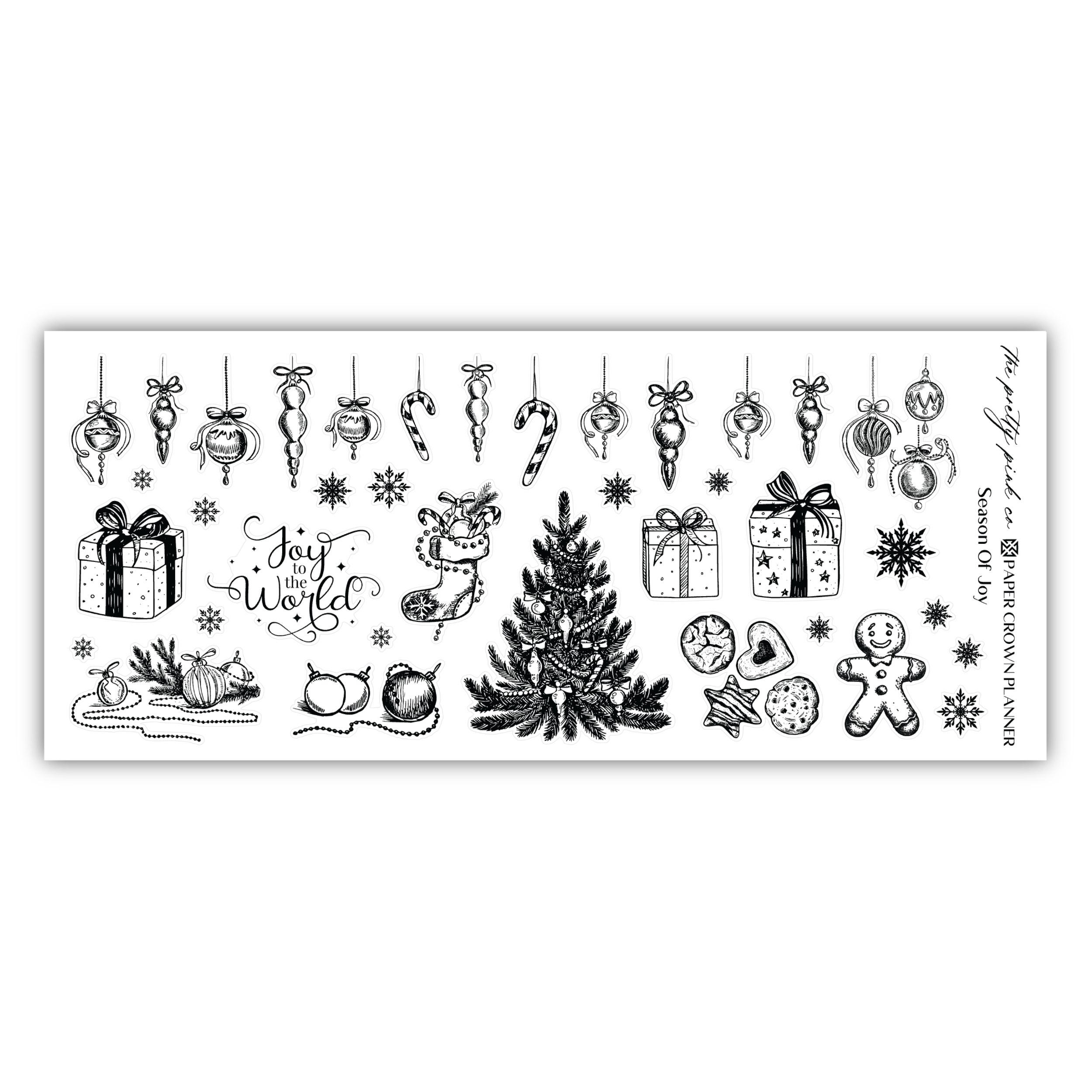 a stamp with a christmas tree and ornaments on it