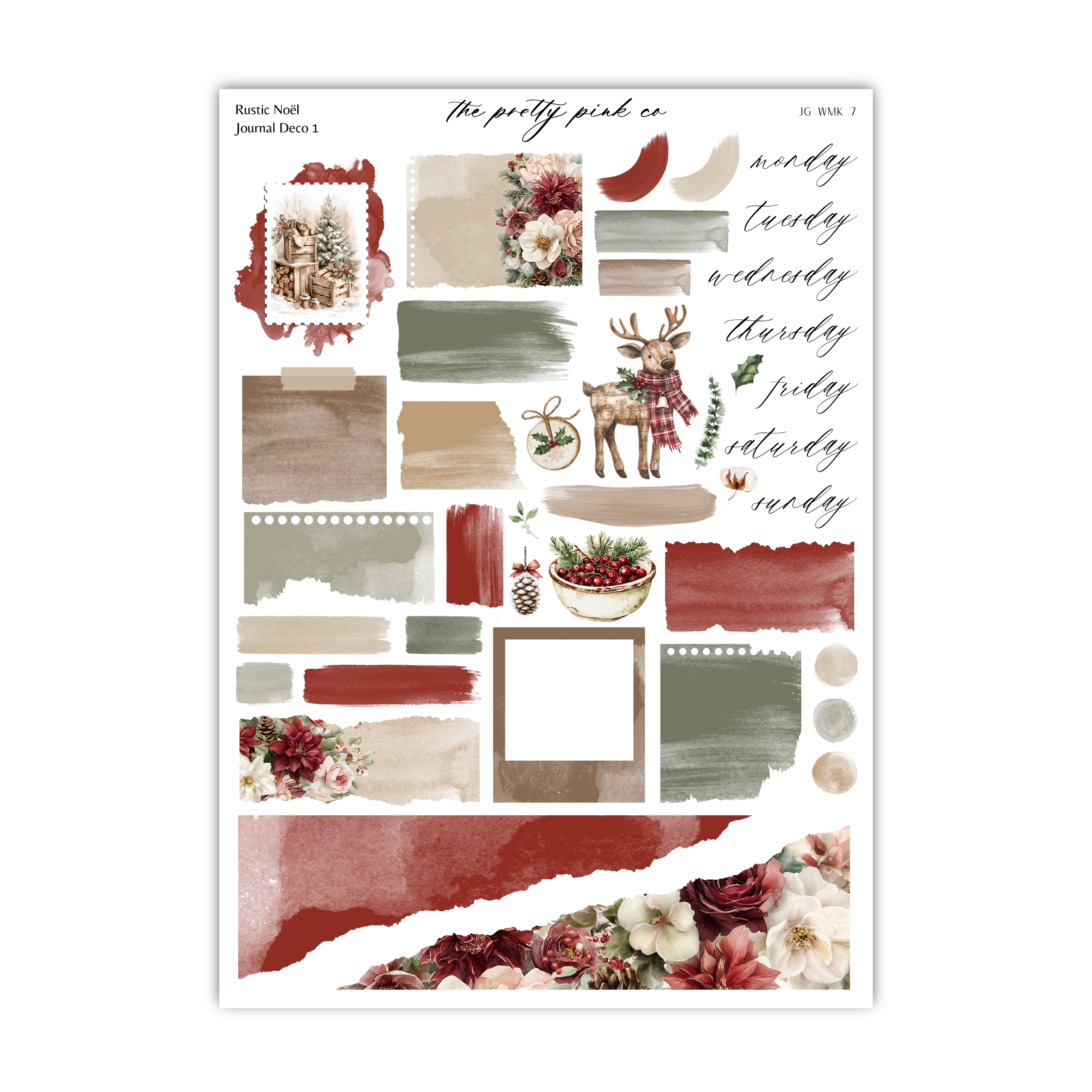 The image is a collage of various decorative elements, including a deer, flowers, and other natural elements, arranged in a visually appealing manner.