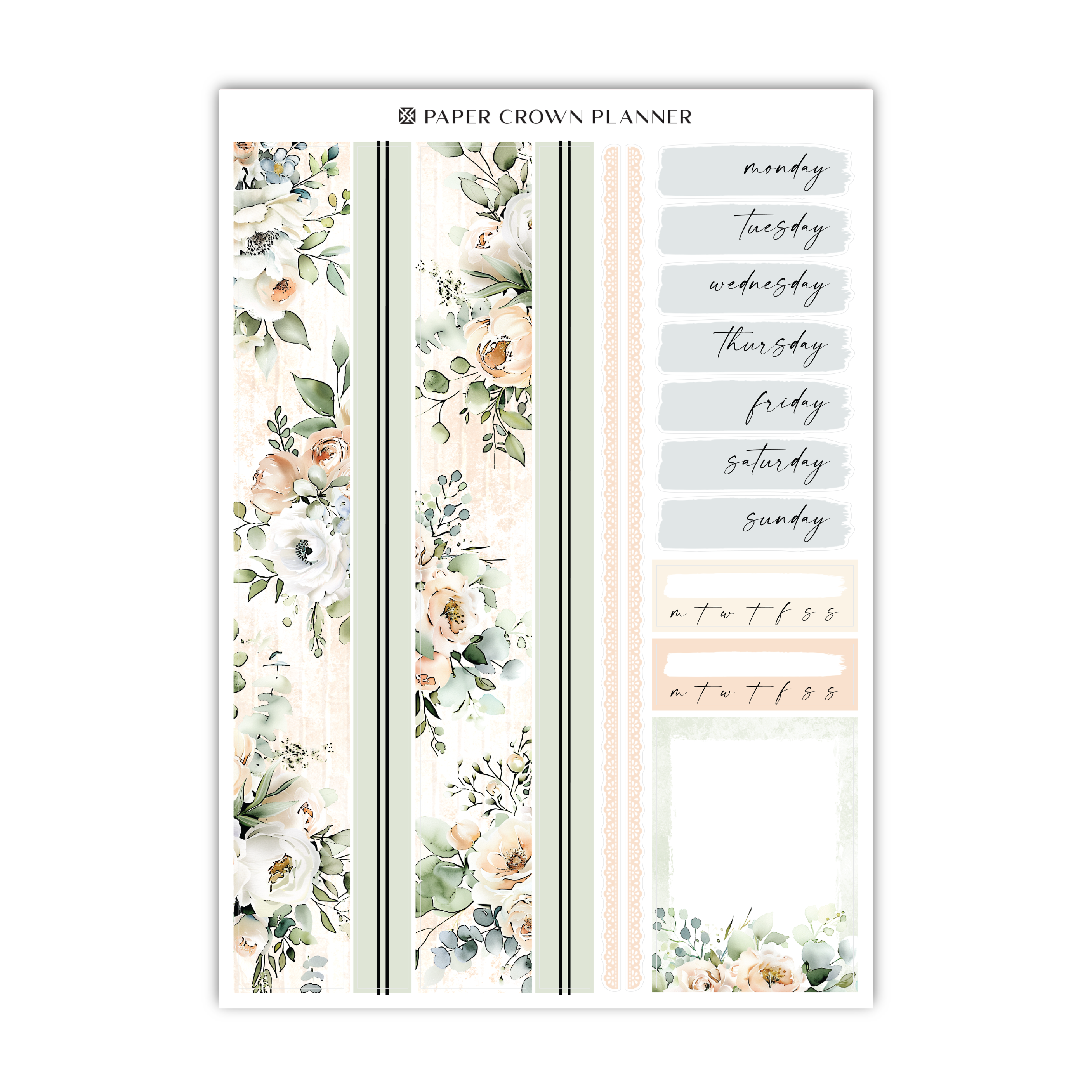 a planner sticker with flowers on it