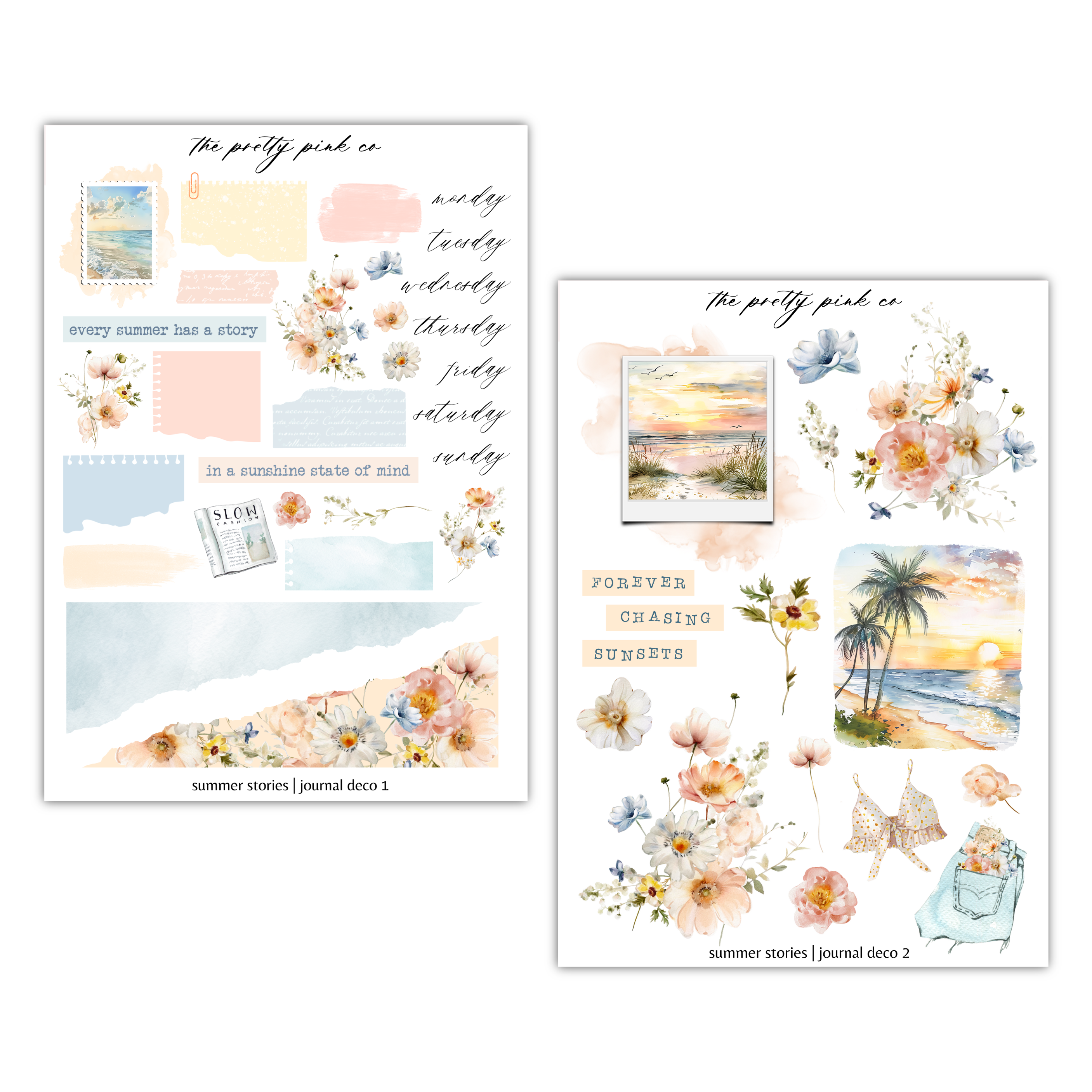 a couple of papers with flowers on them