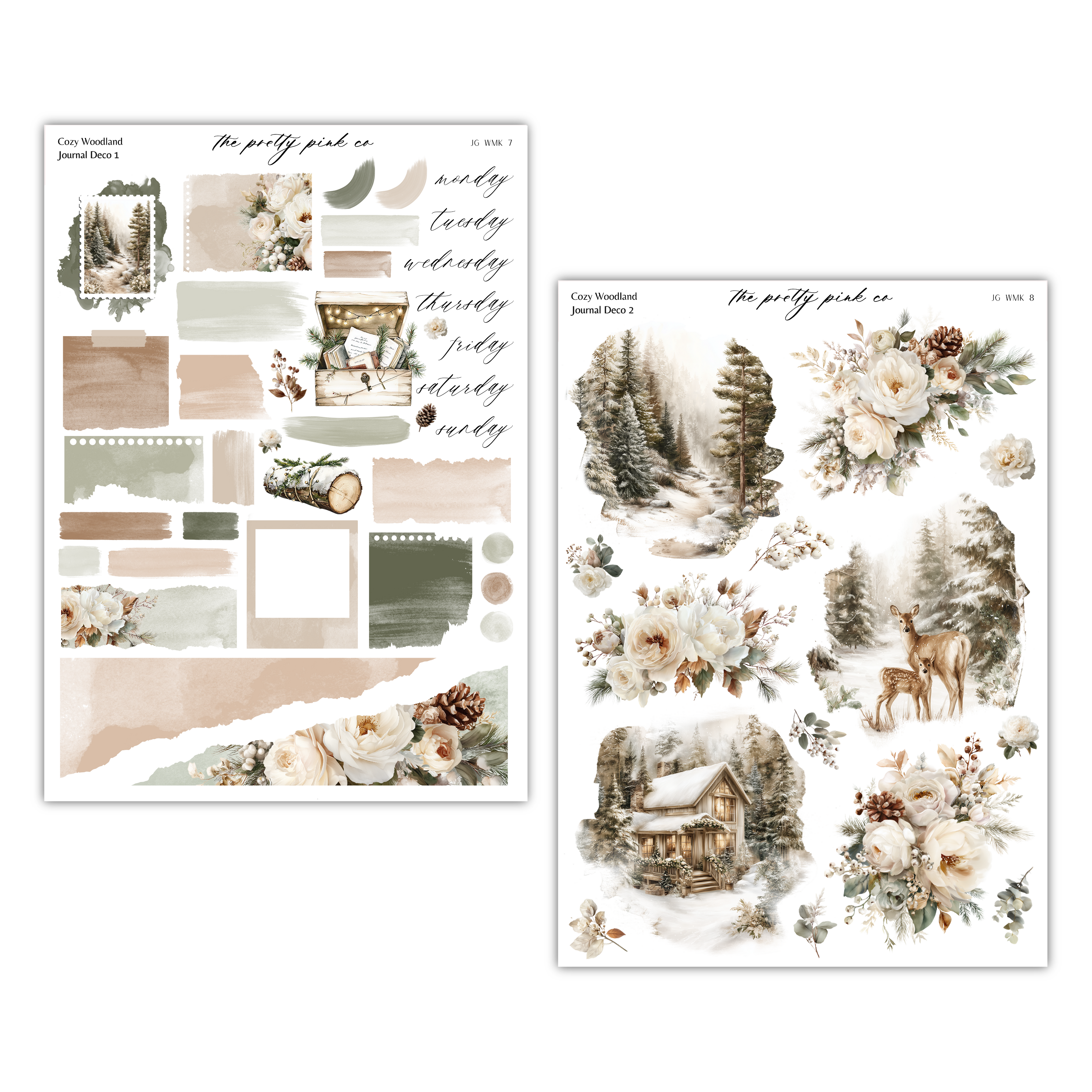 a collage of various nature-themed images, including a forest scene, a cabin, and flowers. The collage is divided into two sections, with the left side featuring a larger image and the right side having a smaller image. The collage includes a variety of elements, such as trees, flowers, and a cabin, creating a harmonious and visually appealing composition.