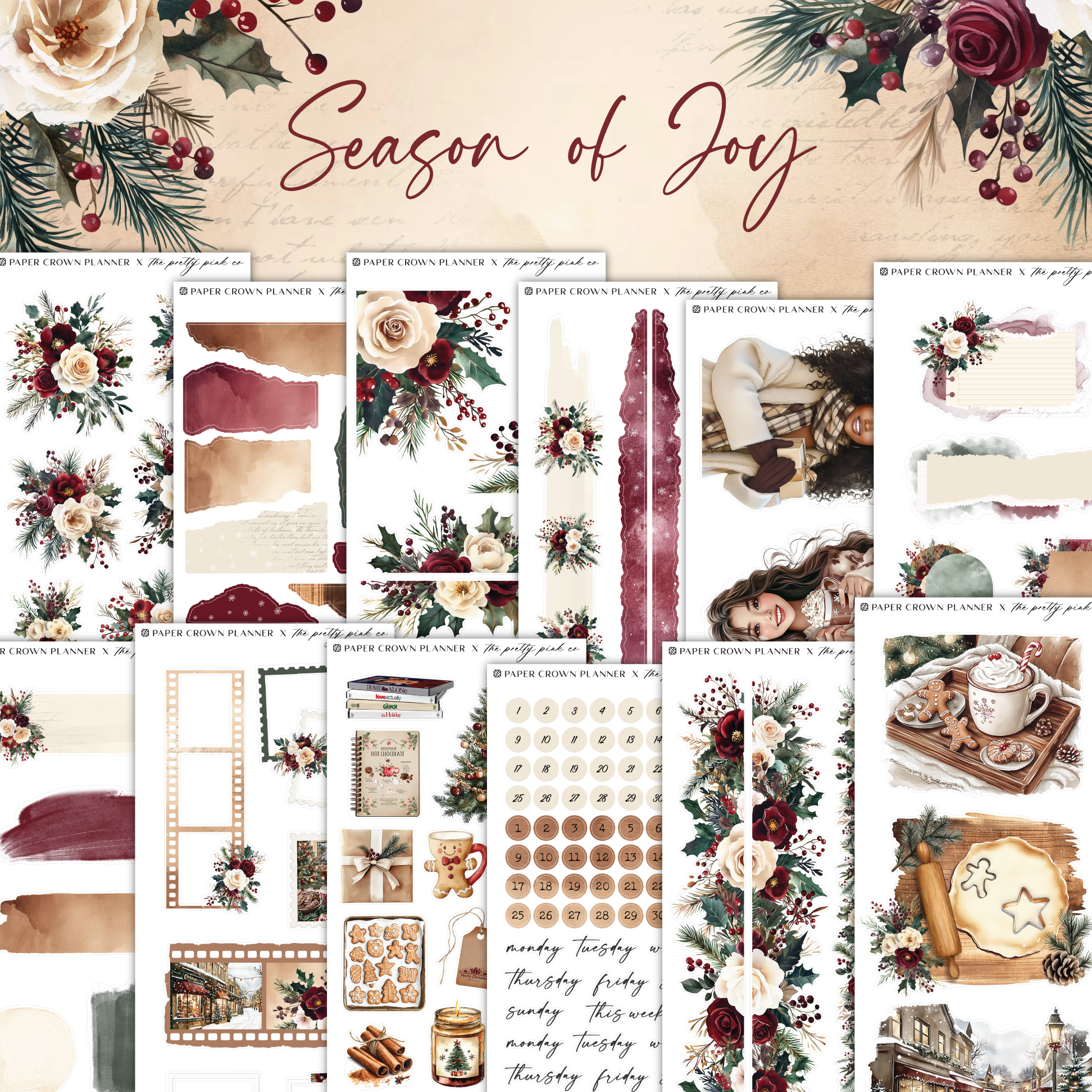 a large collection of christmas stickers