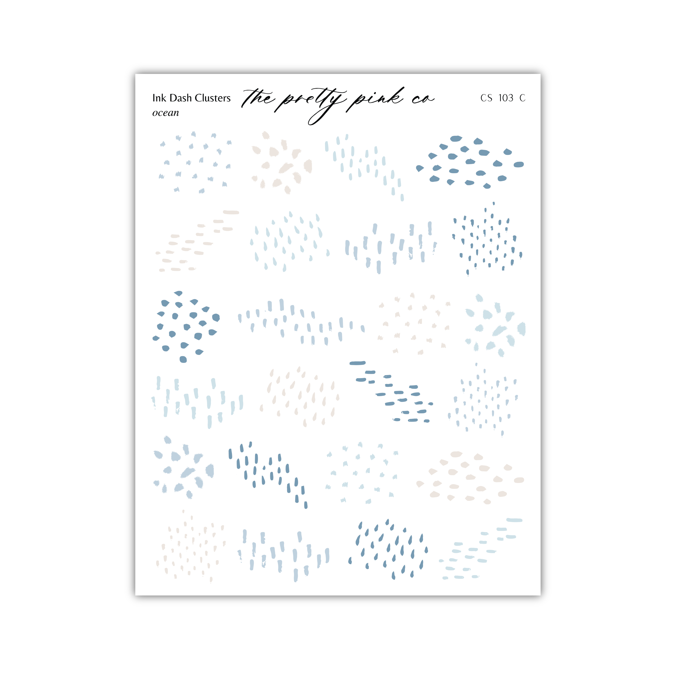 The image is a collection of abstract patterns and shapes, including dots, lines, and splatters, arranged in a grid-like layout. The patterns vary in size, color, and orientation, creating a visually interesting and dynamic composition.