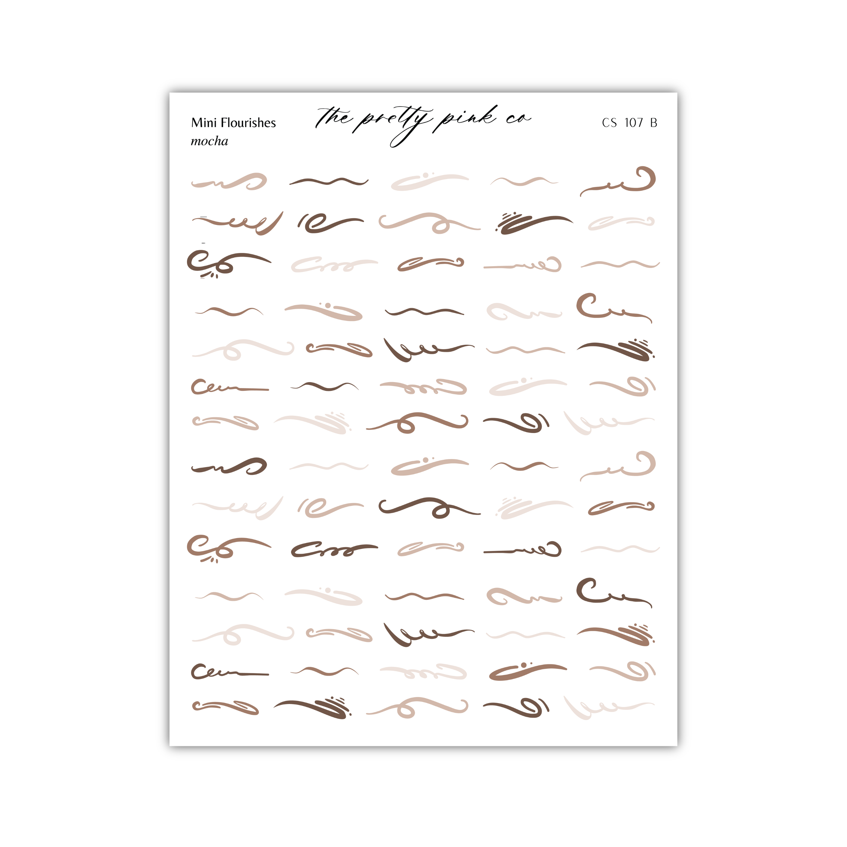 a collection of various stylized designs or patterns, including swirls, curves, and other abstract shapes, arranged in rows and columns. The image does not contain any text or specific details about the content or context.