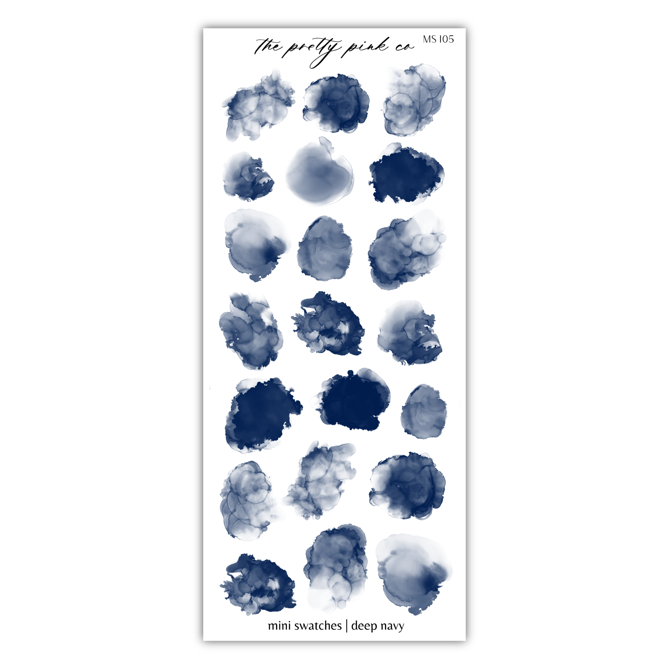 a blue and white watercolor sticker sheet