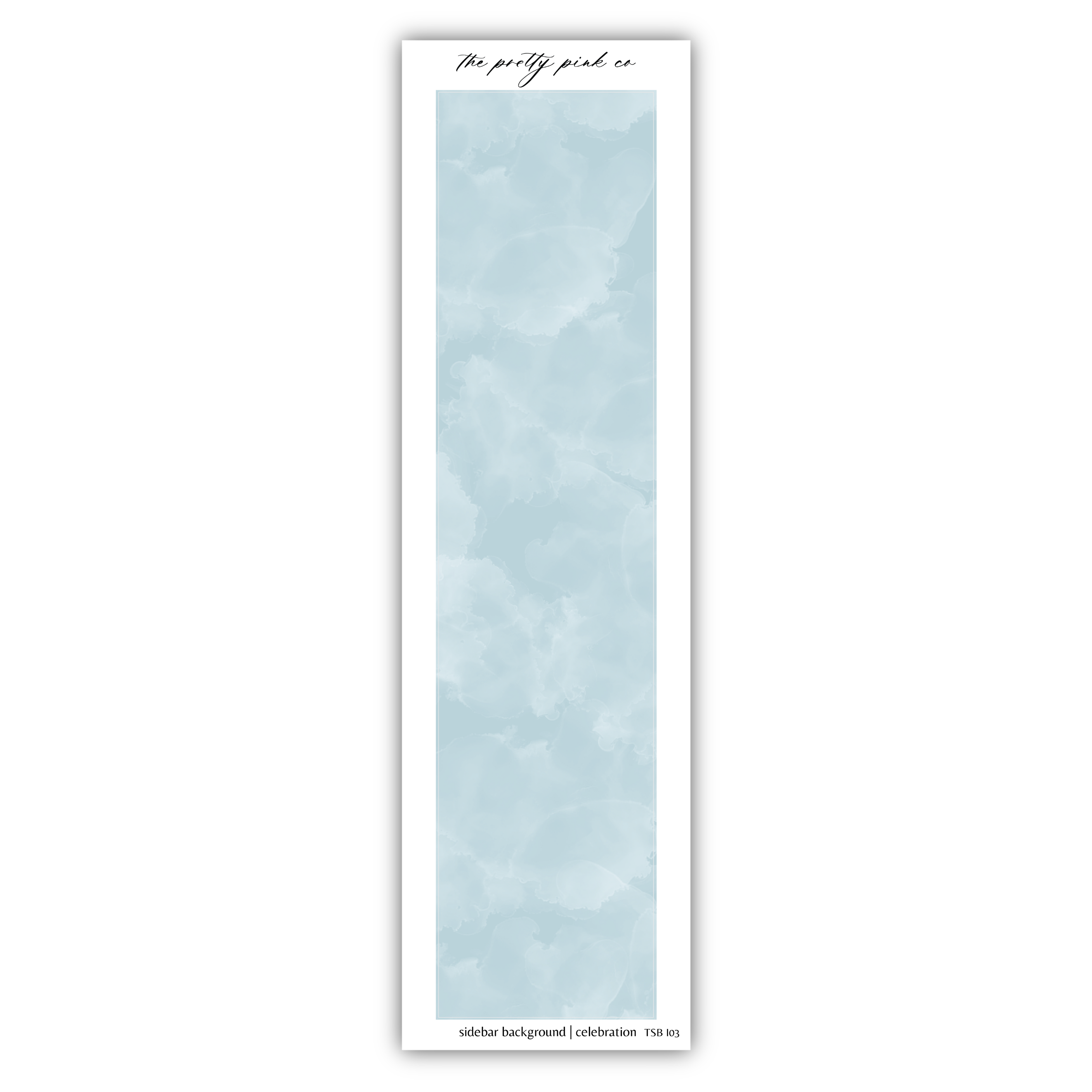 a blue bookmark with a white background