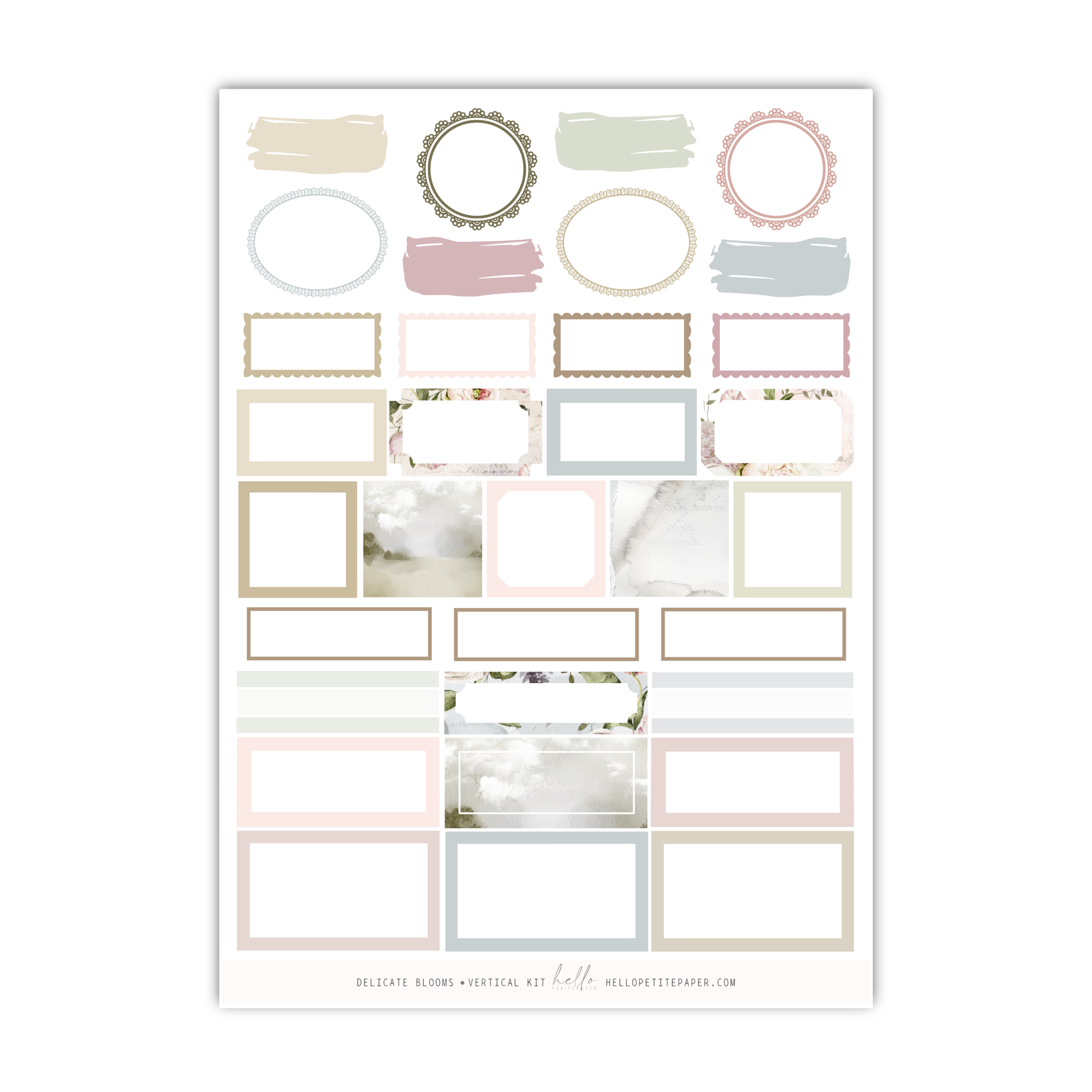 a white sheet with a bunch of different frames on it