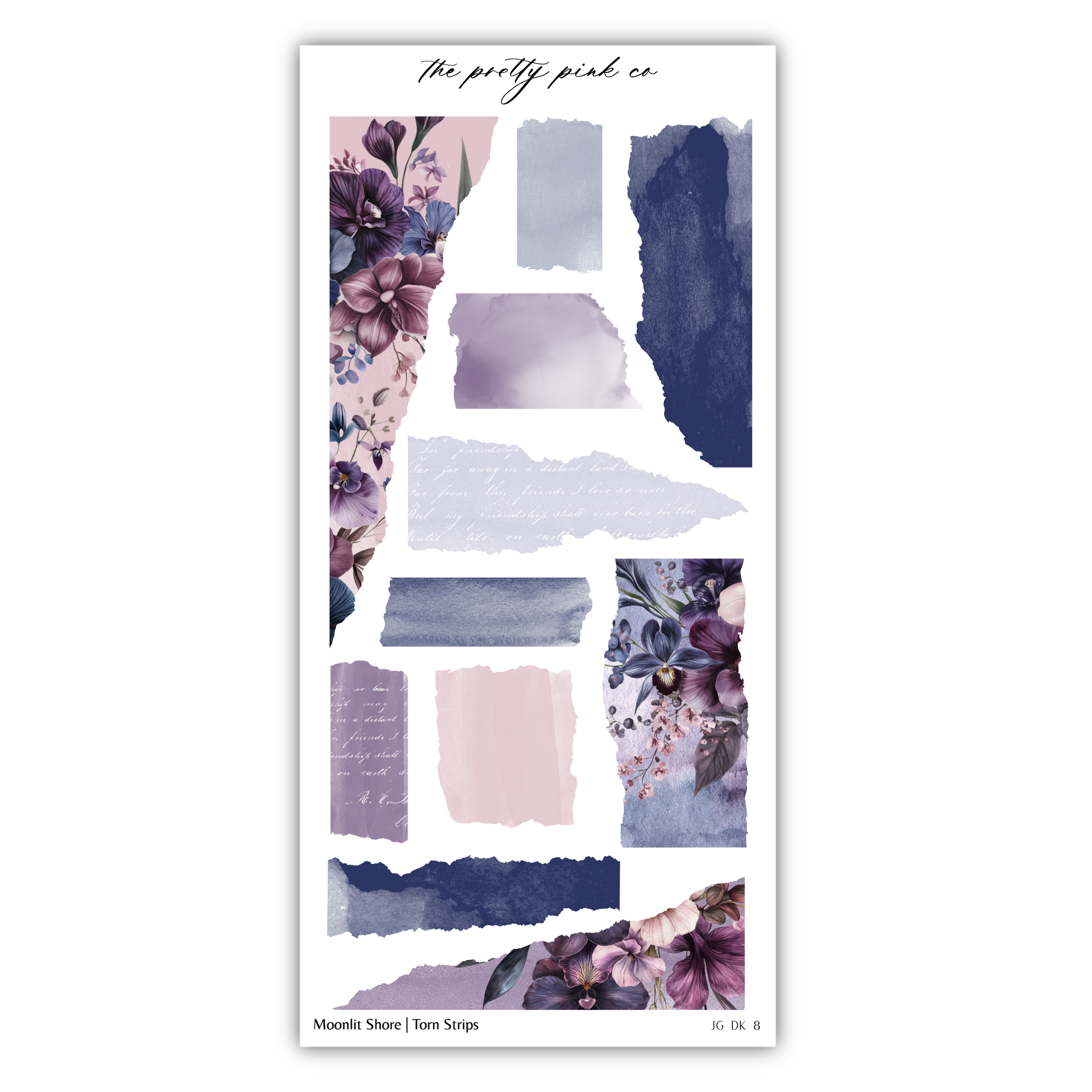a sticker sheet with purple flowers on it