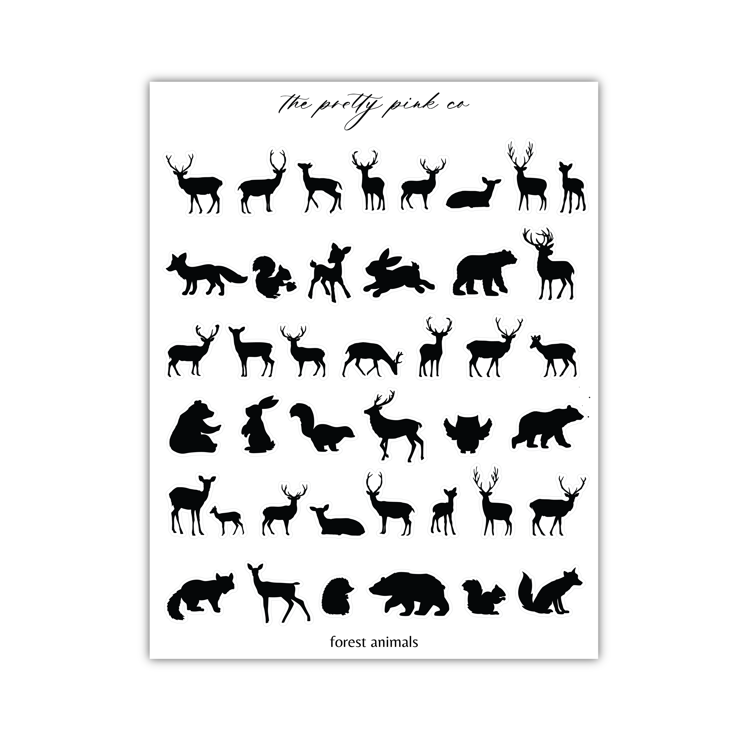 a black and white poster with different silhouettes of animals