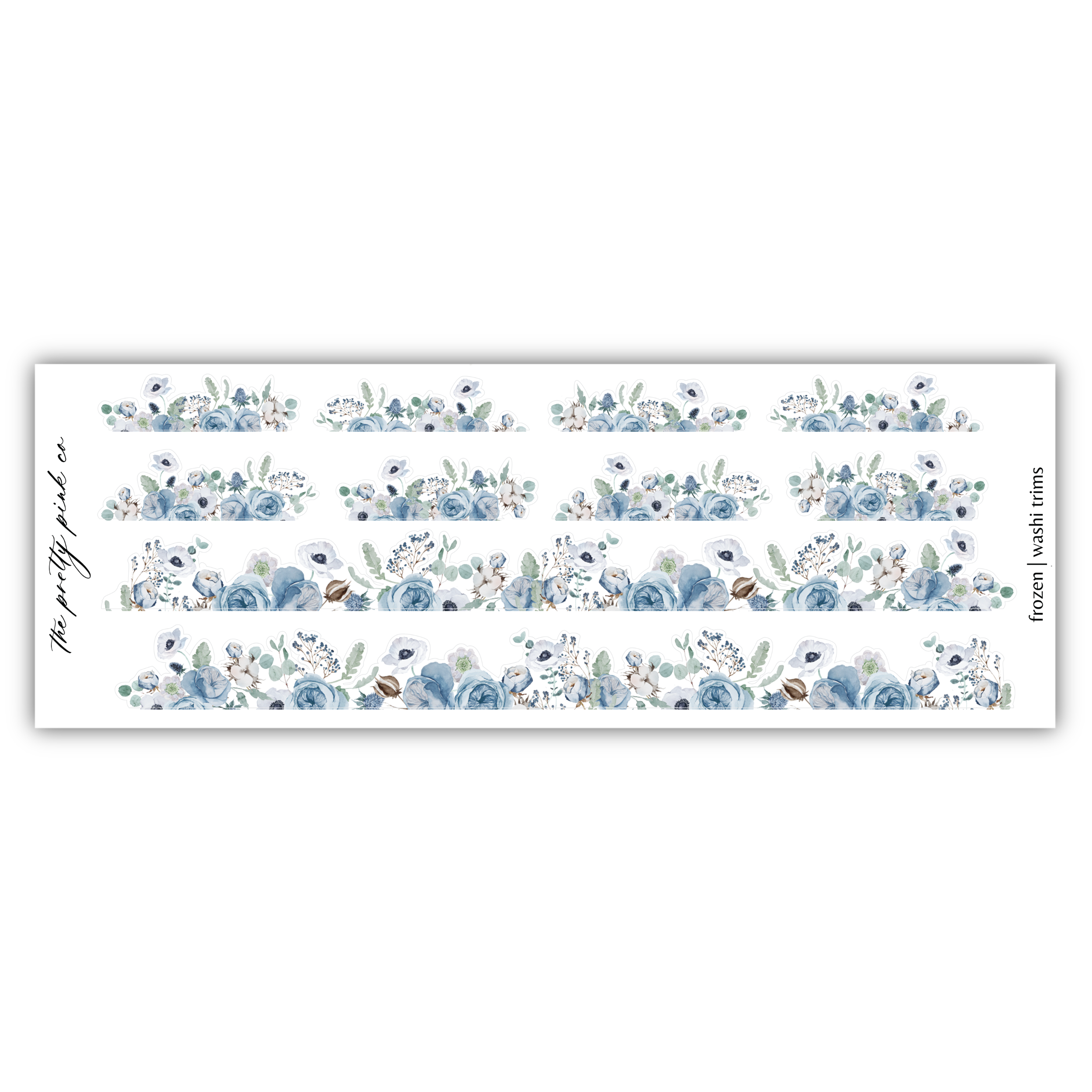 a blue and white wallpaper border with flowers