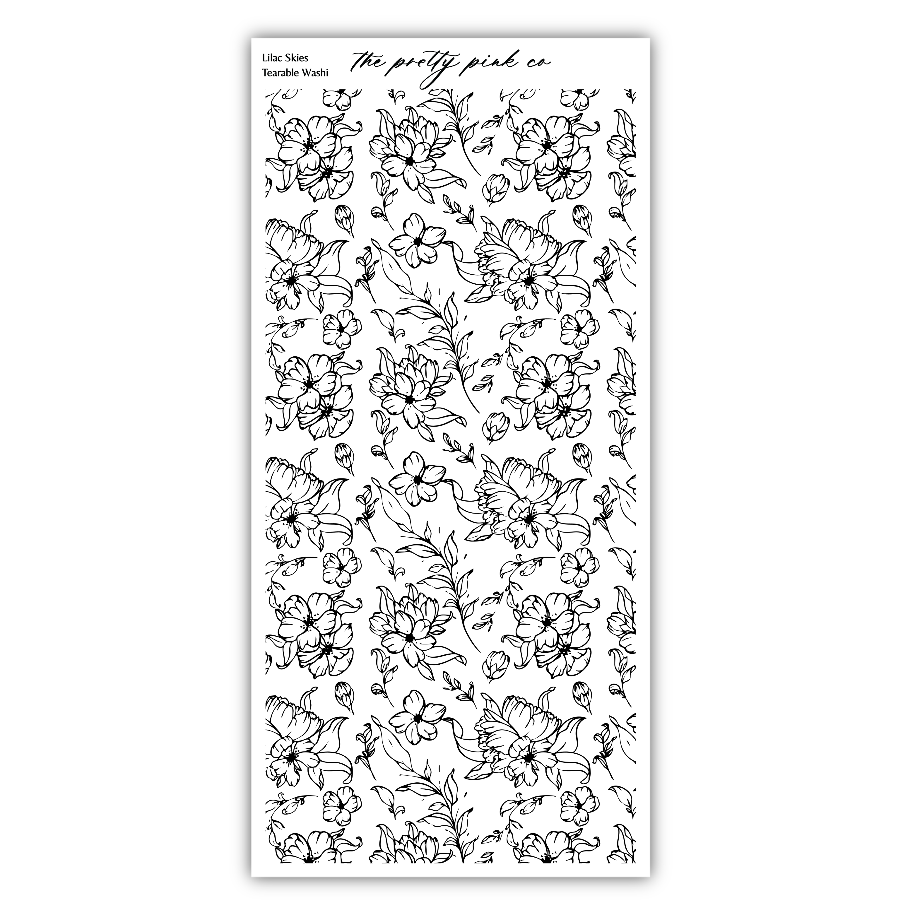 a repeating pattern of black and white flowers and leaves, creating a visually striking and intricate design.