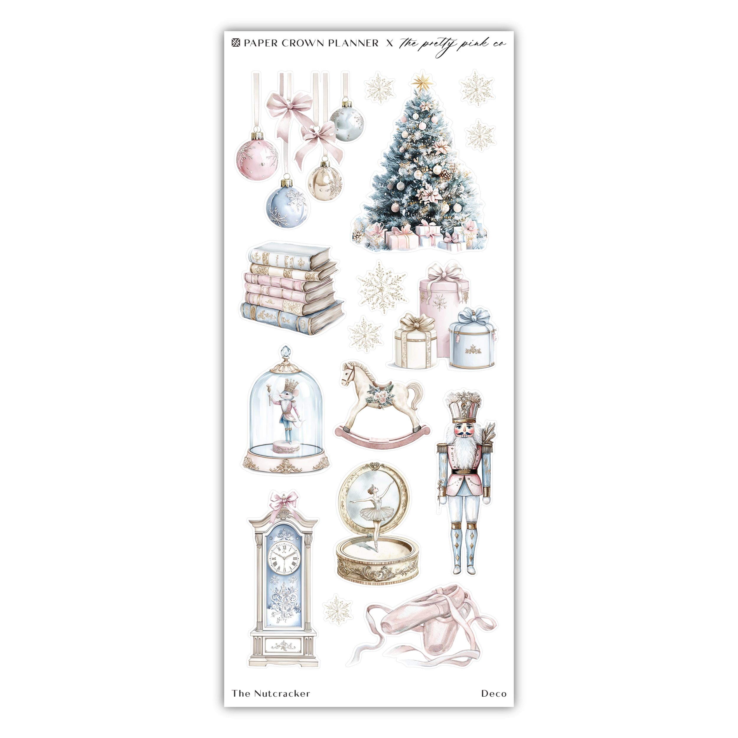 a sticker with a christmas tree and decorations