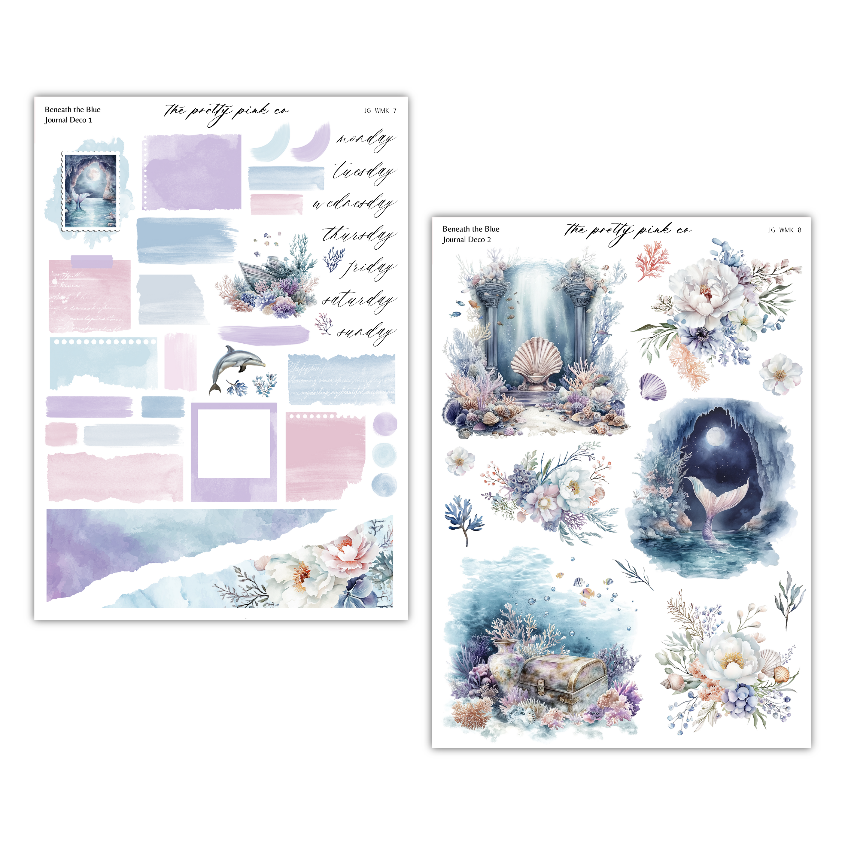 two sheets of watercolor paper with flowers on them