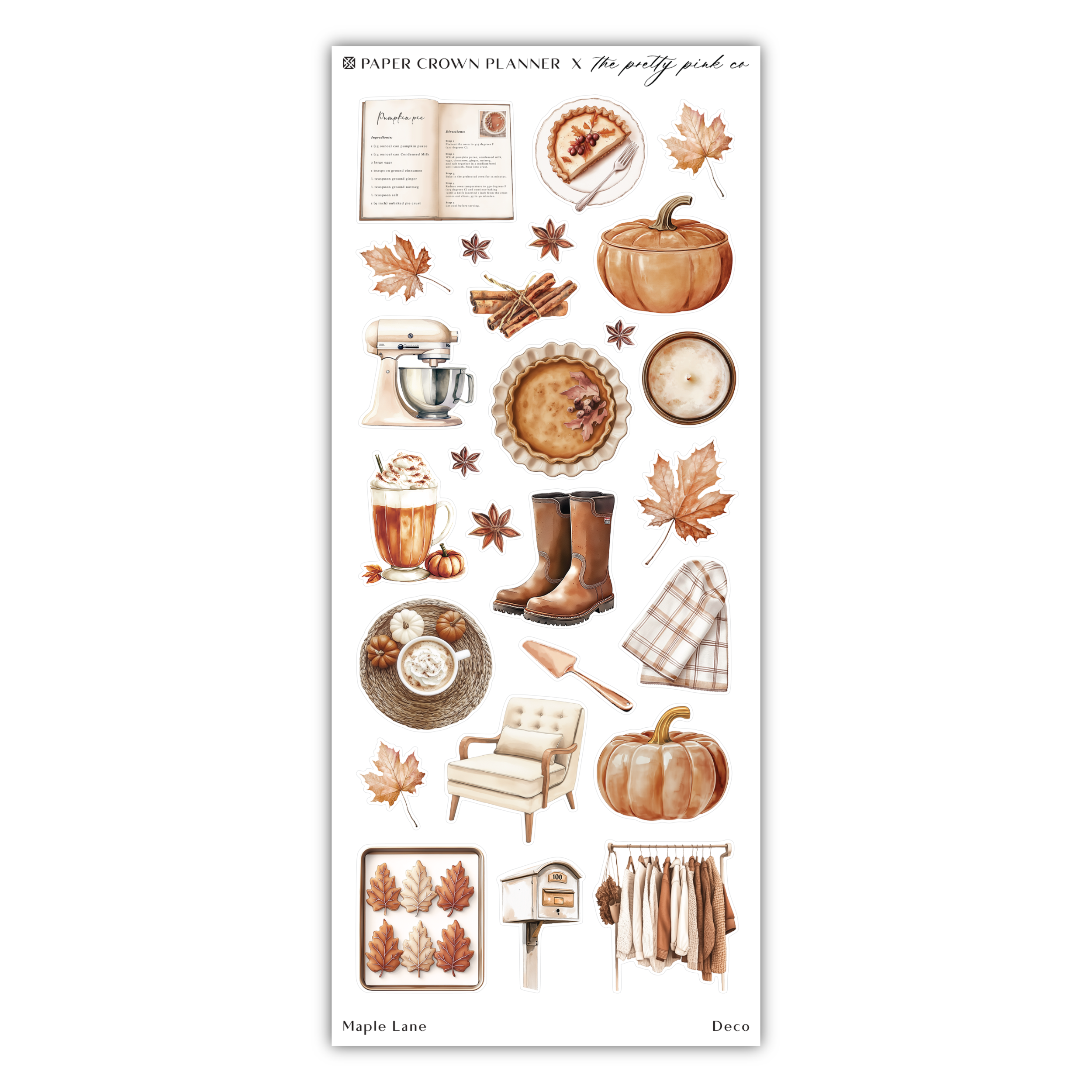 a sticker with autumn items on it