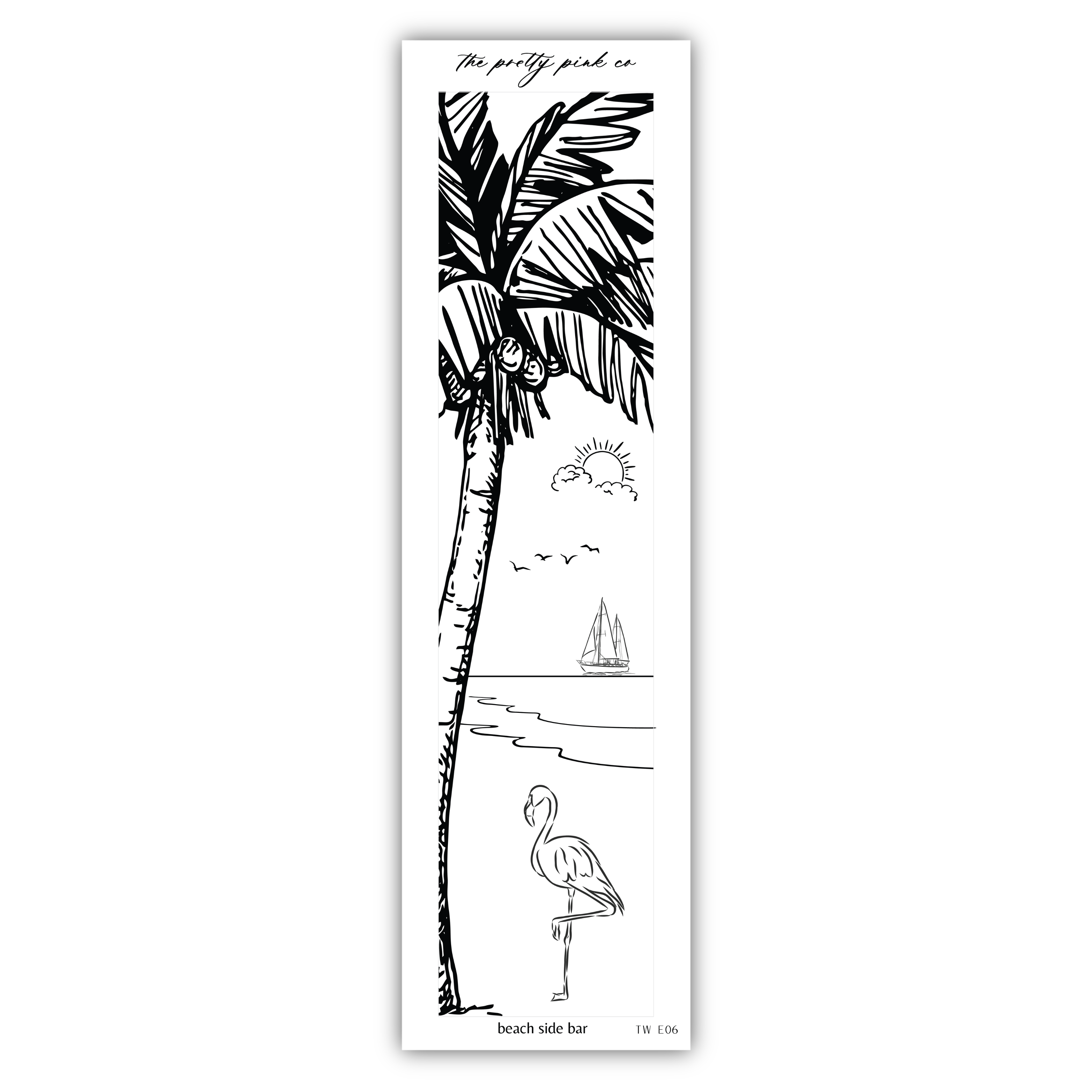 a black and white drawing of a palm tree