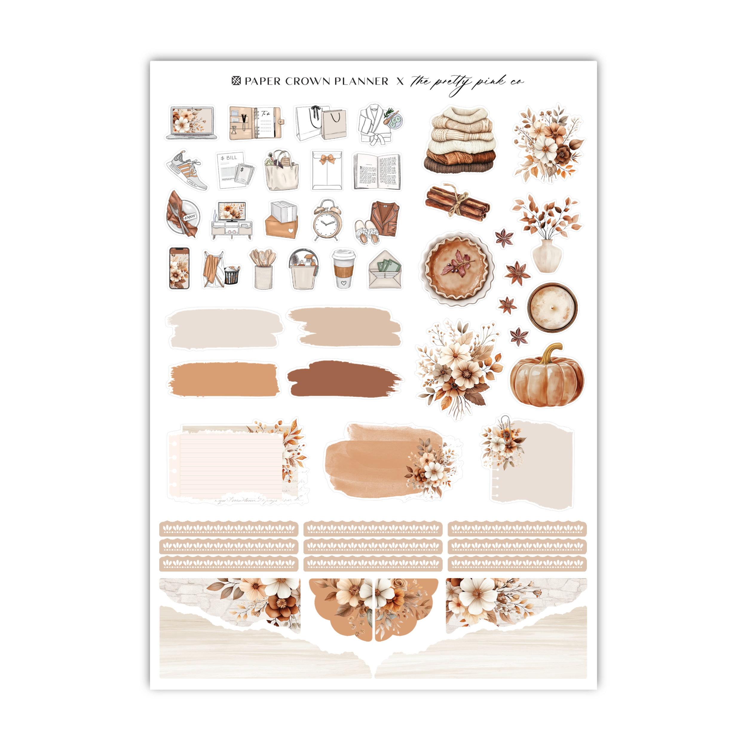 a sticker sheet with a variety of items