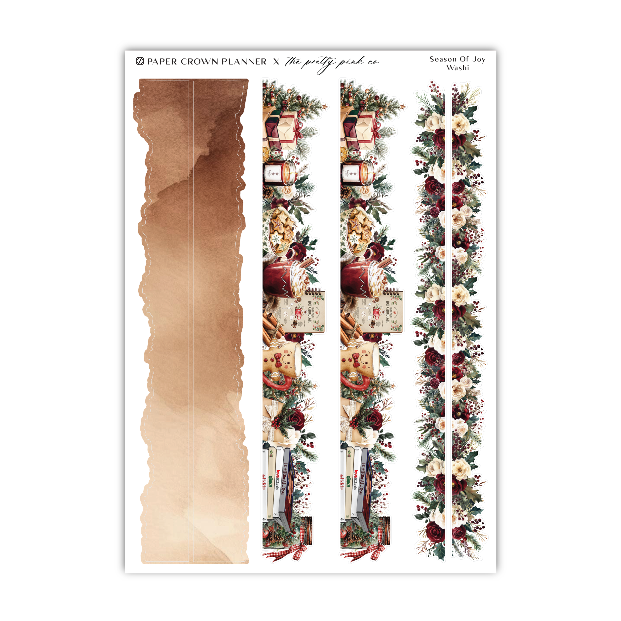 a sticker of christmas decorations with a watercolor effect