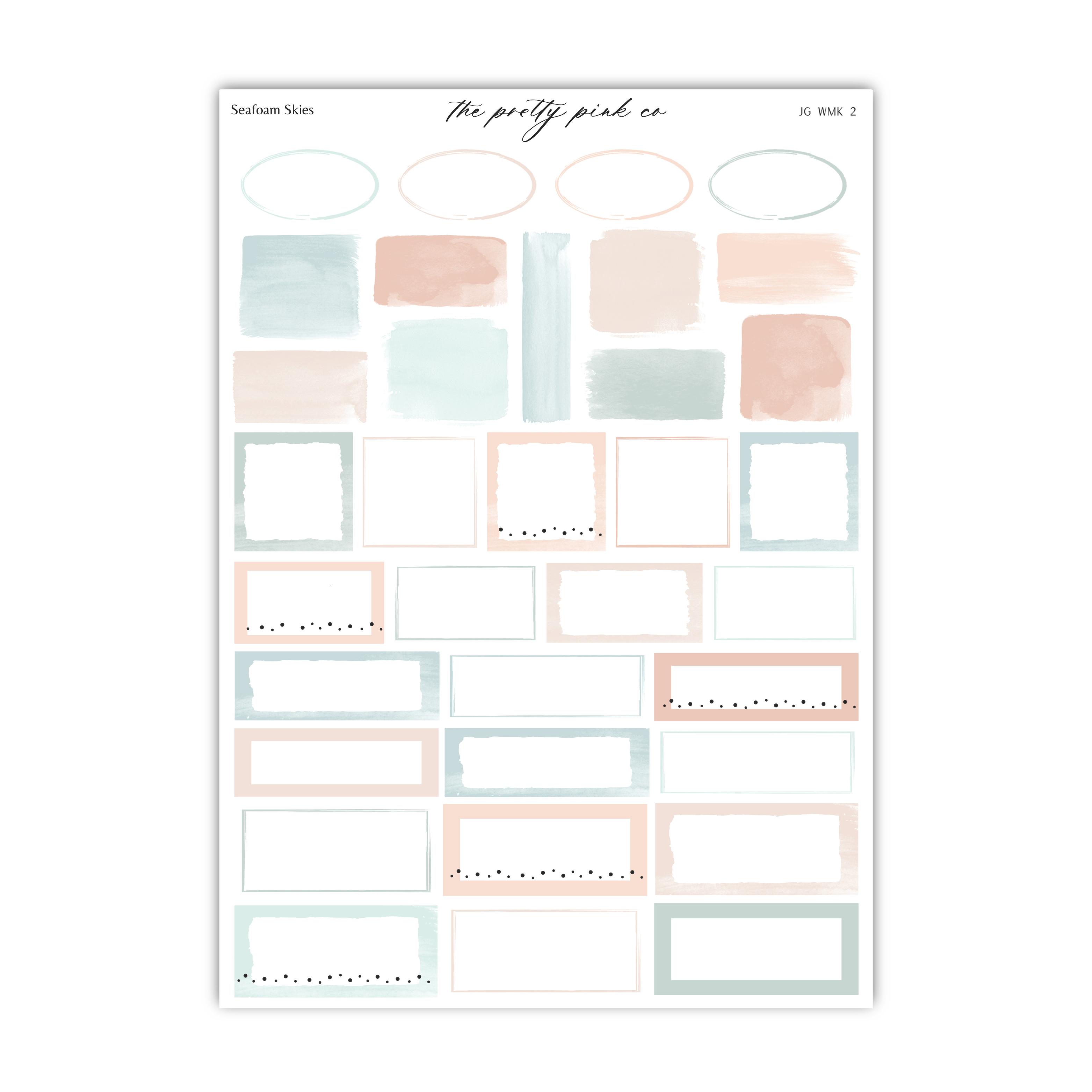 a collection of various watercolor-style shapes and frames, including circles, rectangles, and squares, arranged in a grid-like pattern. The image does not contain any text or additional objects, and the focus is on the shapes and their arrangement.