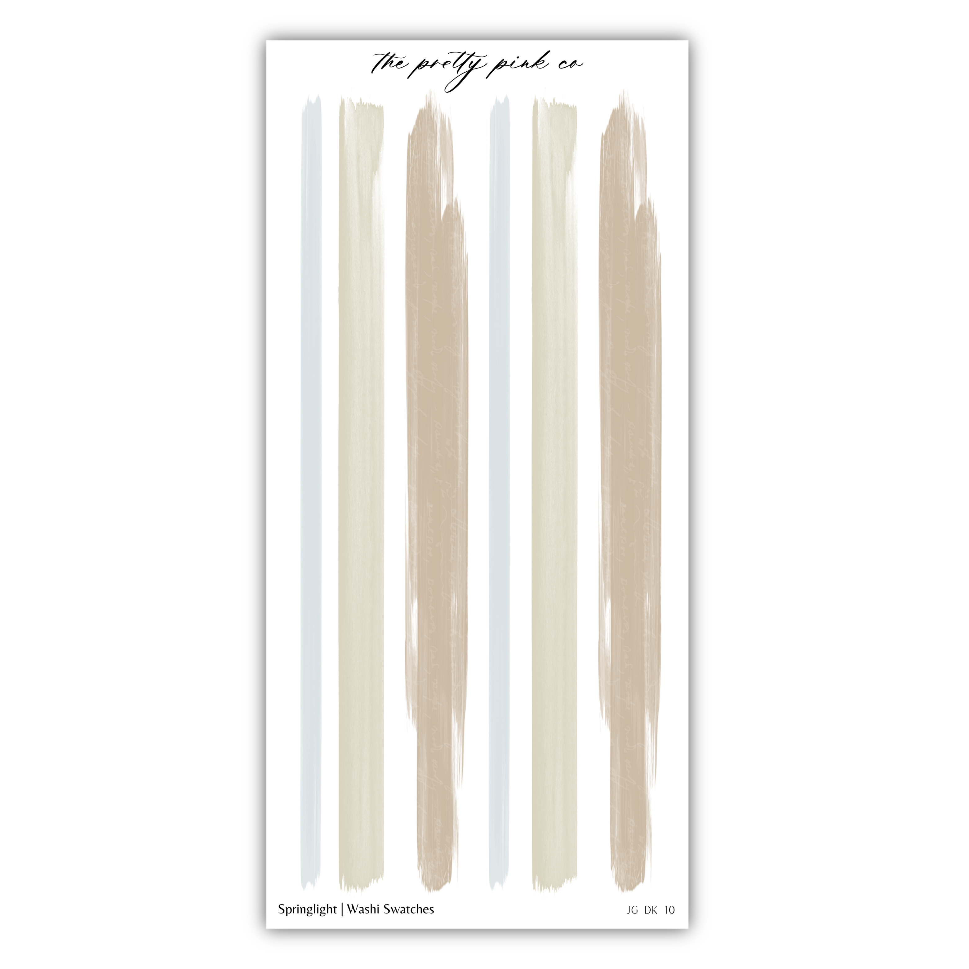 The image is a collection of abstract brushstrokes in various shades of brown and beige, arranged in a vertical line.