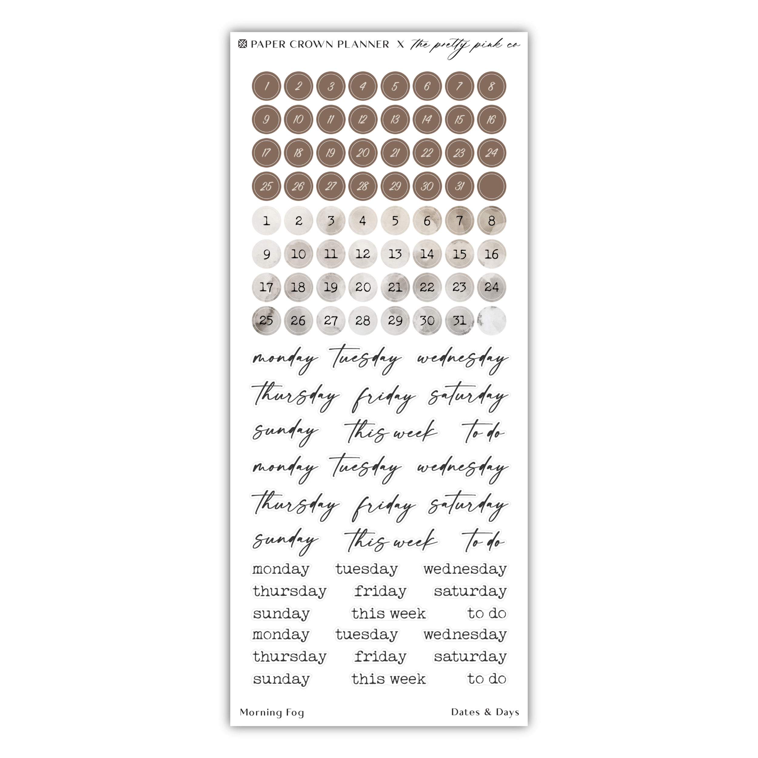 a sticker with words and pictures on it