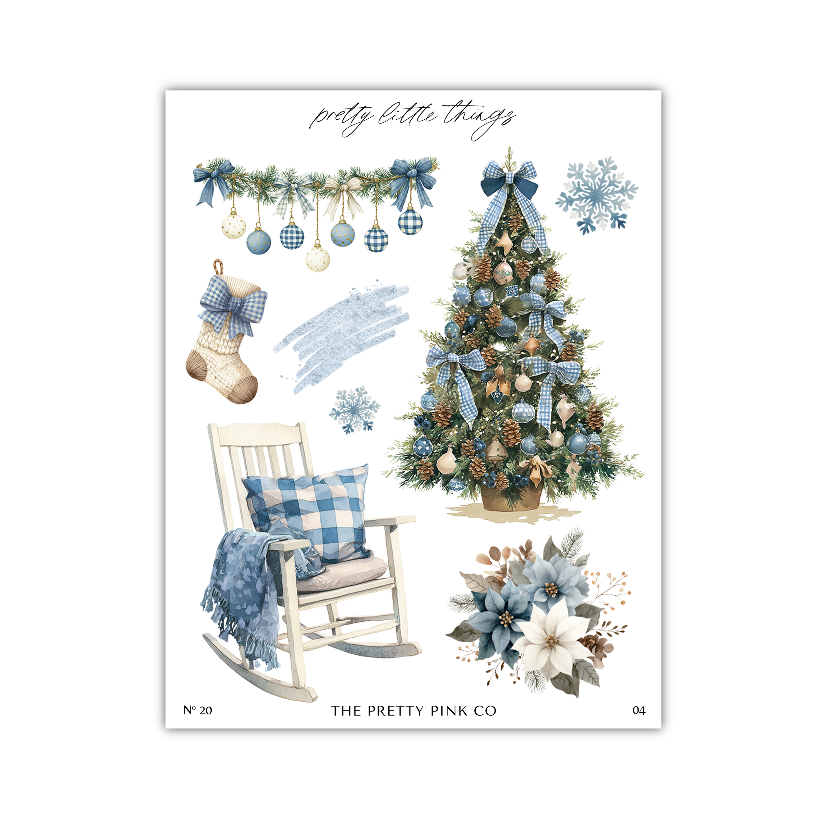 The image is a collage of various Christmas-themed items, including a decorated Christmas tree, a rocking chair, and other festive decorations.