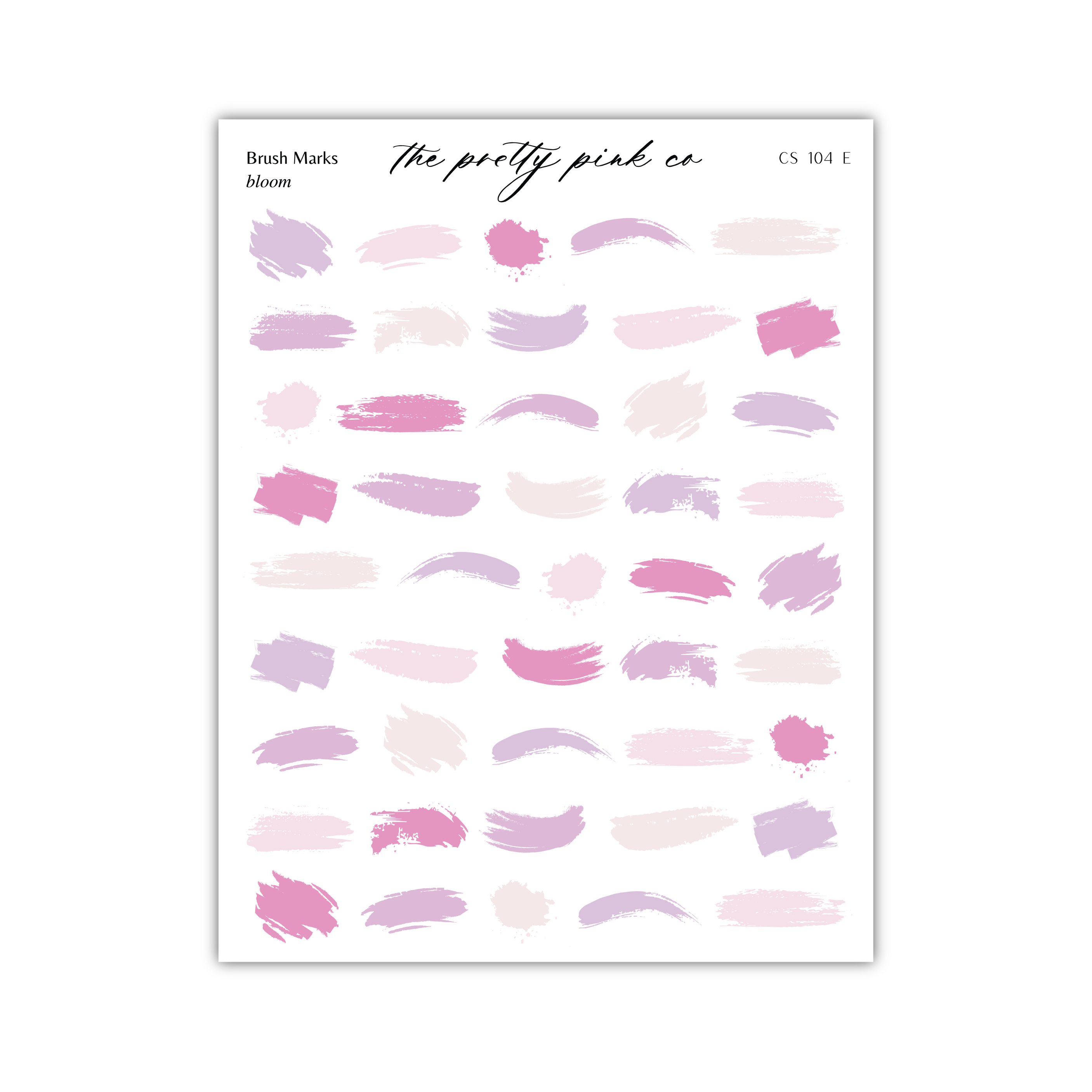 The image is a collection of various brush strokes in different shades of pink and purple, arranged in a grid-like pattern.