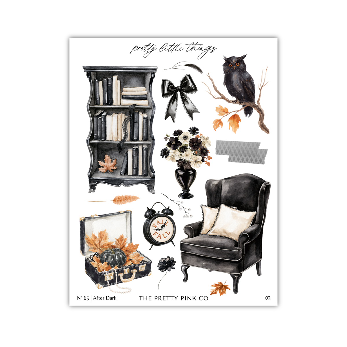 The image is a collage of various objects, including a bookshelf, a vase with flowers, a clock, a suitcase, a chair, and an owl. The objects are arranged in a visually appealing manner, showcasing a mix of functional and decorative items.